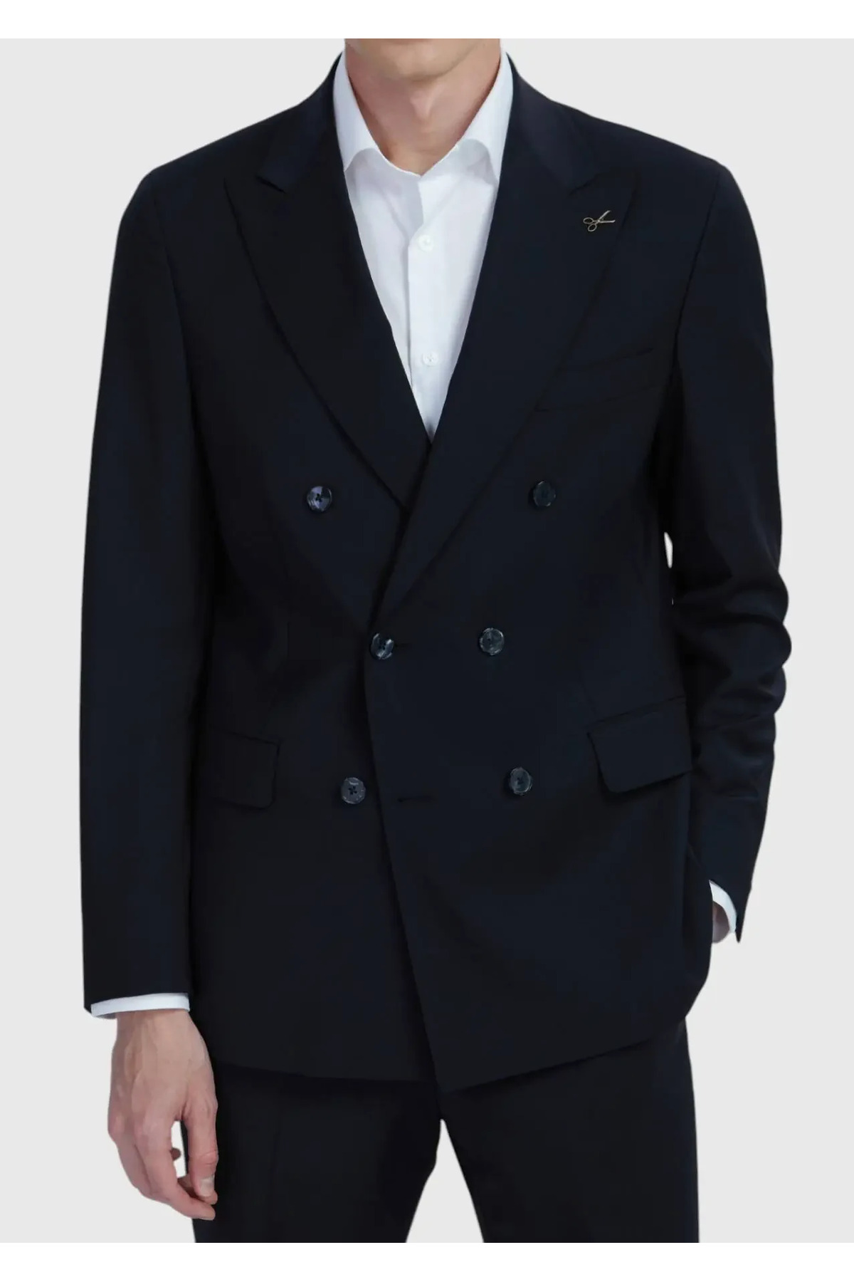 Ramsey  Siyah Düz Zeroweight Slim Fit Yün Karışımlı Takım Elbise - Görsel 5