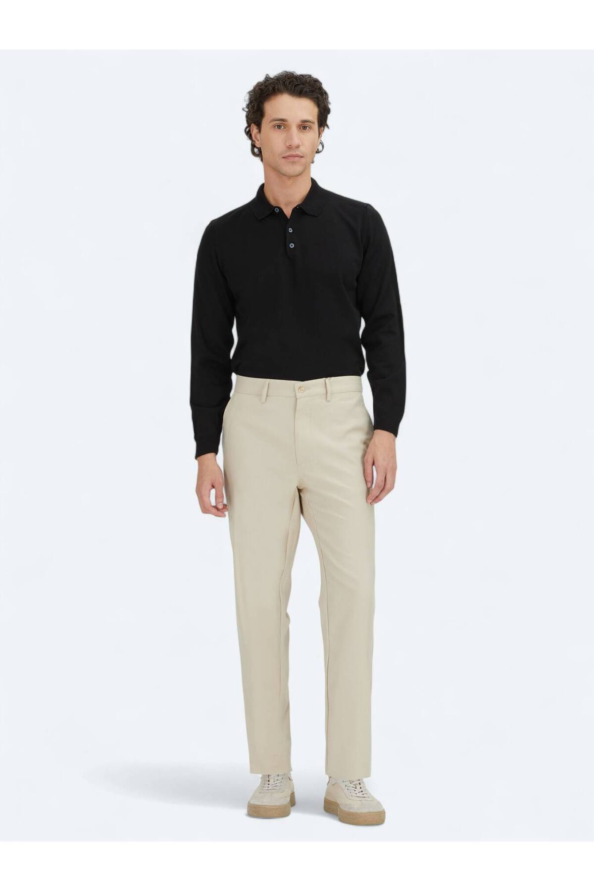 شلوار راحتی ساده بژ بافت Kip