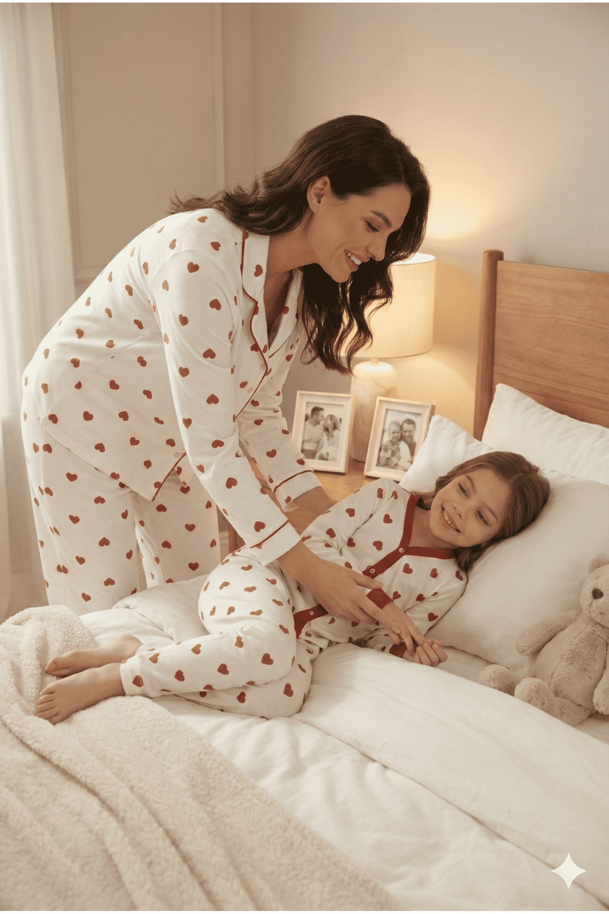 LİVE SPORT Set de pijamale tricotate cu nasturi din bumbac 100% cu imprimeu metraj