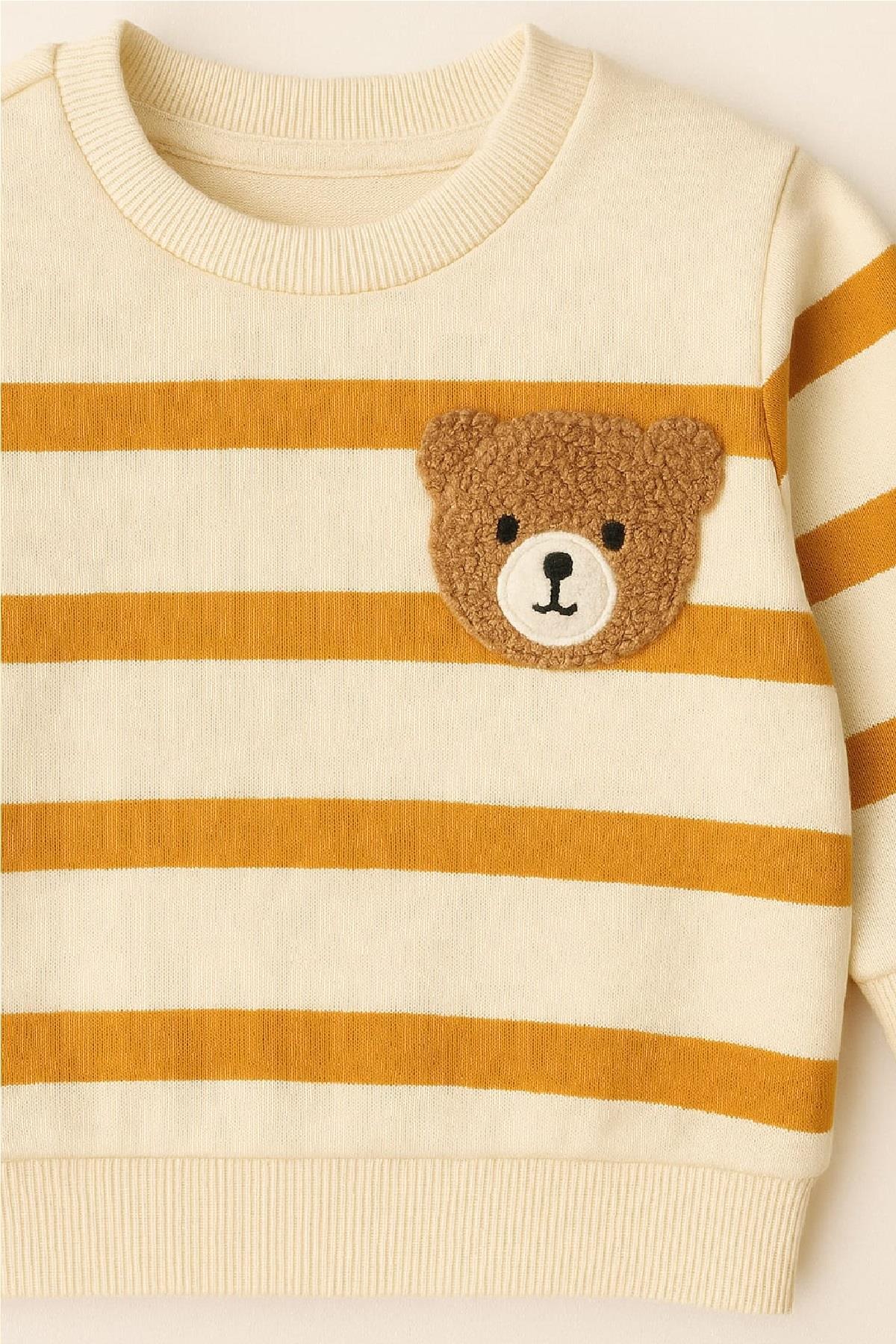 dinamik çocuk Çizgili Punch Ayıcık Omuzdan Çıtçıtlı Bebek Takımı 2li Alt Üst Mevsimlik Aylık 3-6-9-12ay fotoğrafı 3 (önizleme)