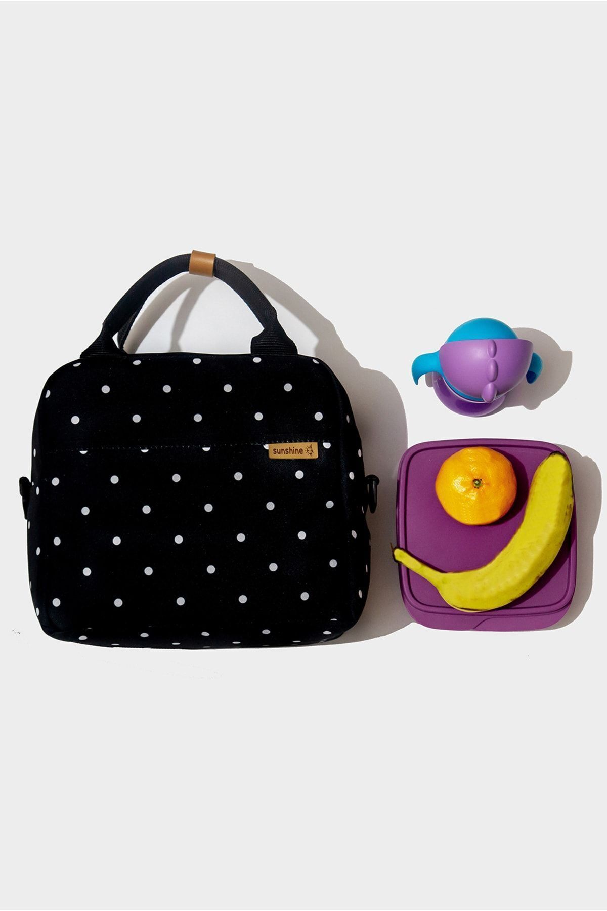 Sunshine Puantiye Desenli Omuz Askılı Termal Çanta Yemek Taşıma Ek Gıda Beslenme Çantası fotoğrafı 6 (önizleme)