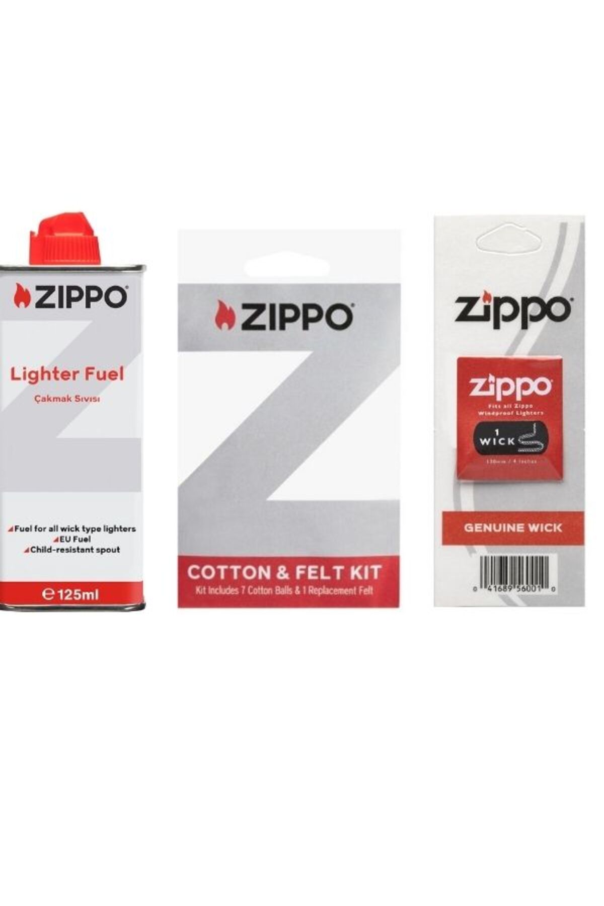 Zippo Çakmak İkmal Seti 1 Bidon Benzin 1 Pamuk 1 Fitil Set7