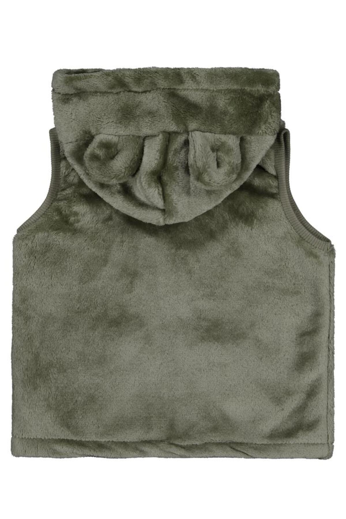 Civil Baby Kapüşonu Kulaklı 6-18 Ay Yelek - Haki 12-18 Ay fotoğrafı 3 (önizleme)