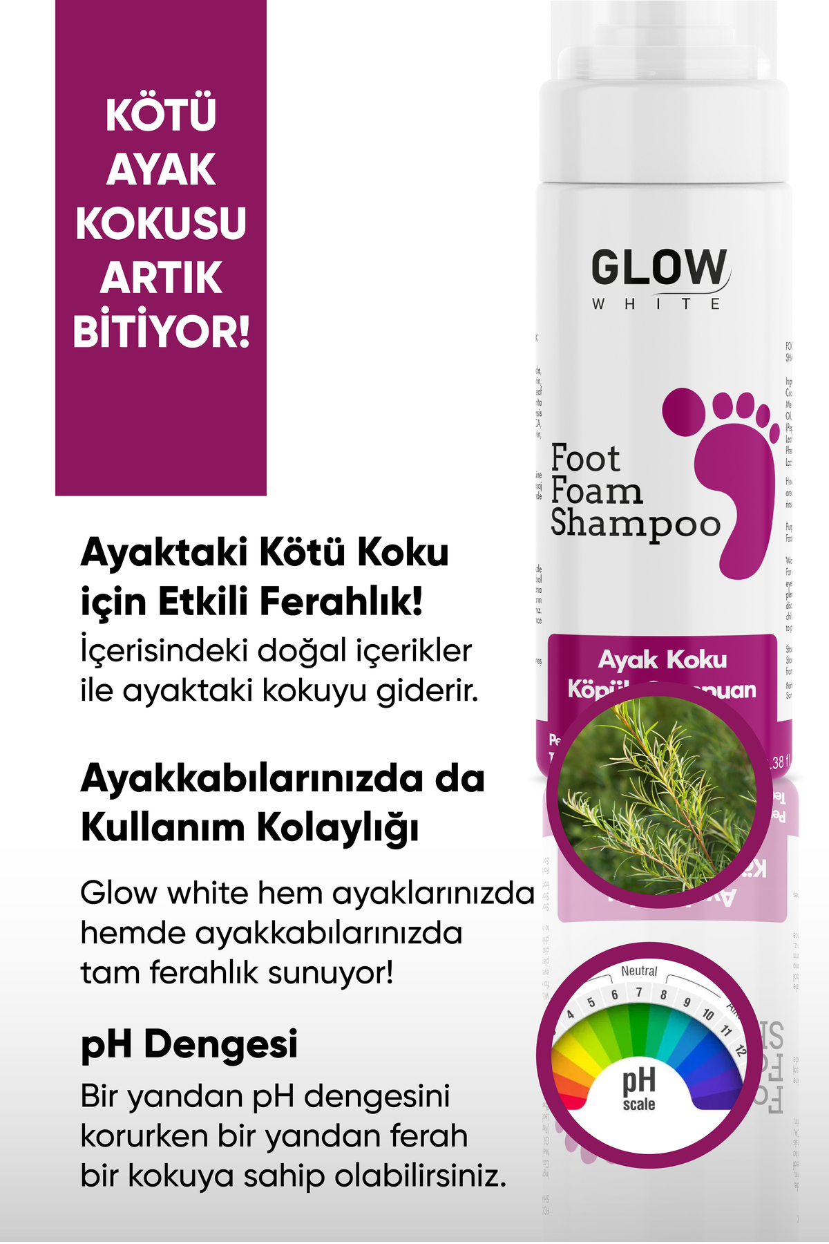 Ayak Koku Giderici Köpük Şampuan – Doğal Çay Ağacı ve Nane Yağı Özlü (100 ml) — G-AYAKSAMPUAN-1 — تصویر 2 از 6