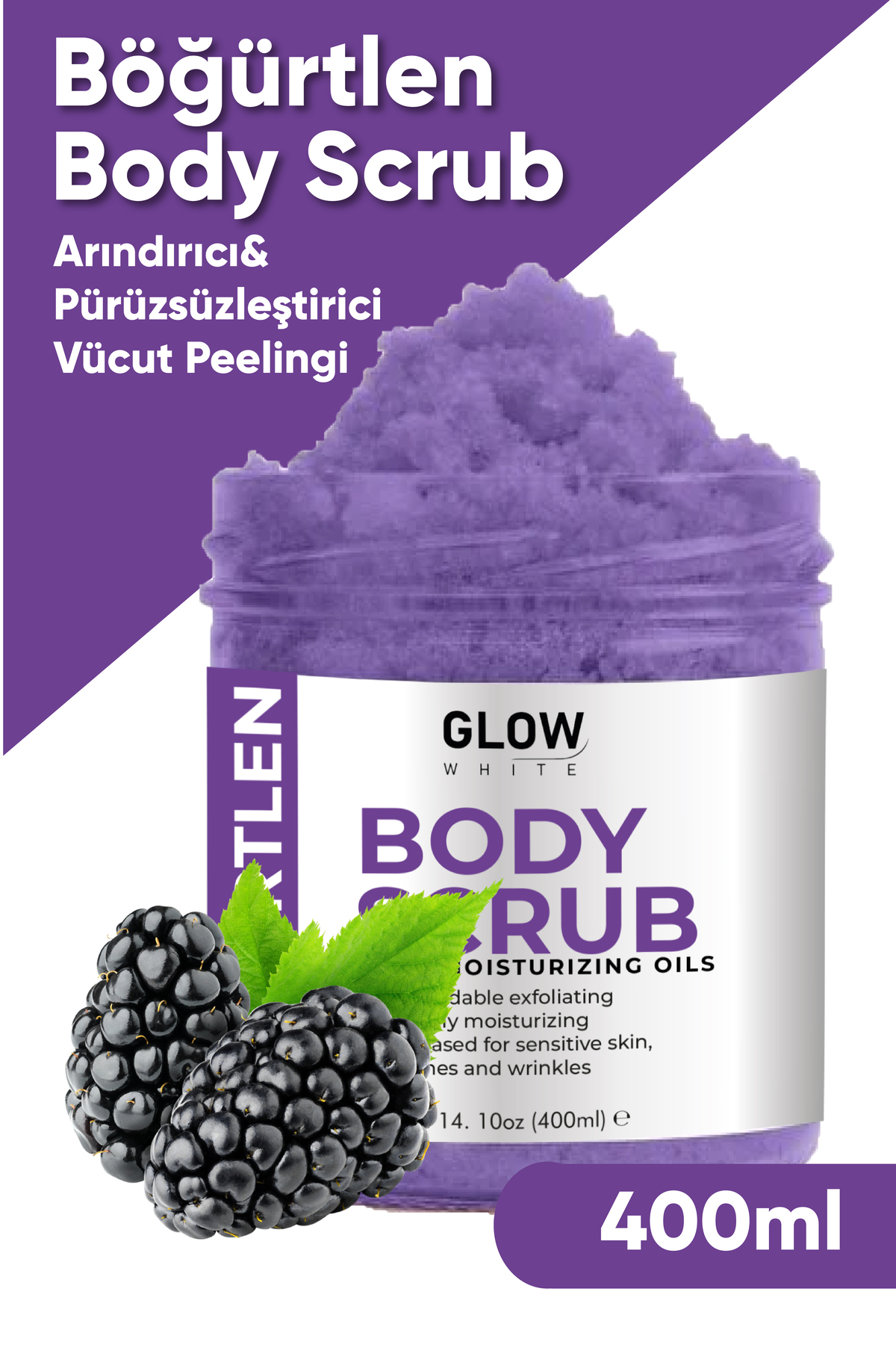 Böğürtlen Body Scrub 400g – Cildi Arındıran, Nemlendirici ve Canlandırıcı Tuzlu Vücut Peelingi — P-BÖGÜRTLEN-1 — تصویر 5 از 6