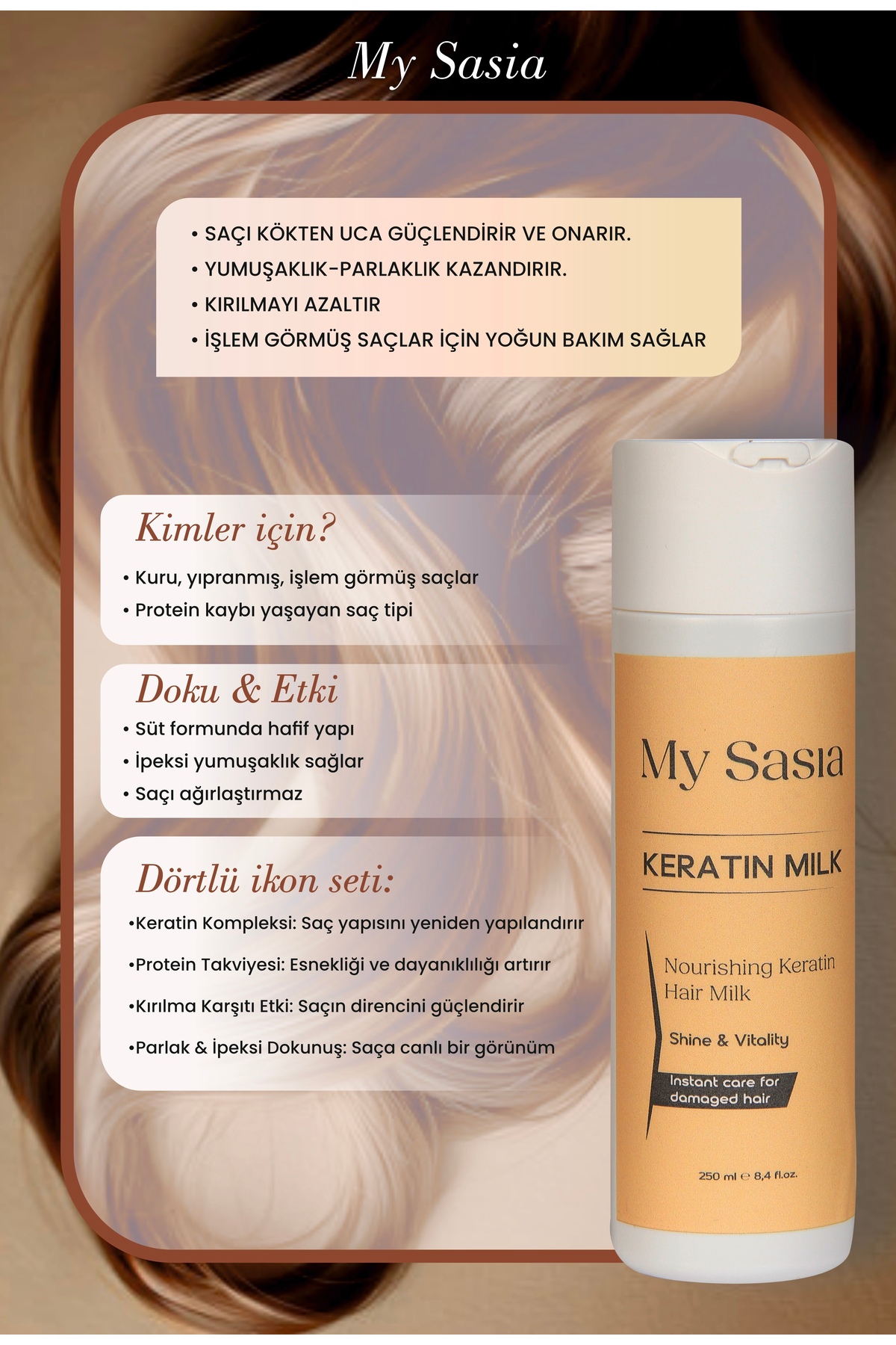 شیر موی کراتینه ترمیم کننده — sasia002 — تصویر 2 از 3