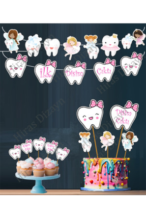 Hiras Dizayn 32 Parca Kız Çocuk Dis Buğdayı 5 Adet Konuşma Balon 26 Prc Banne...