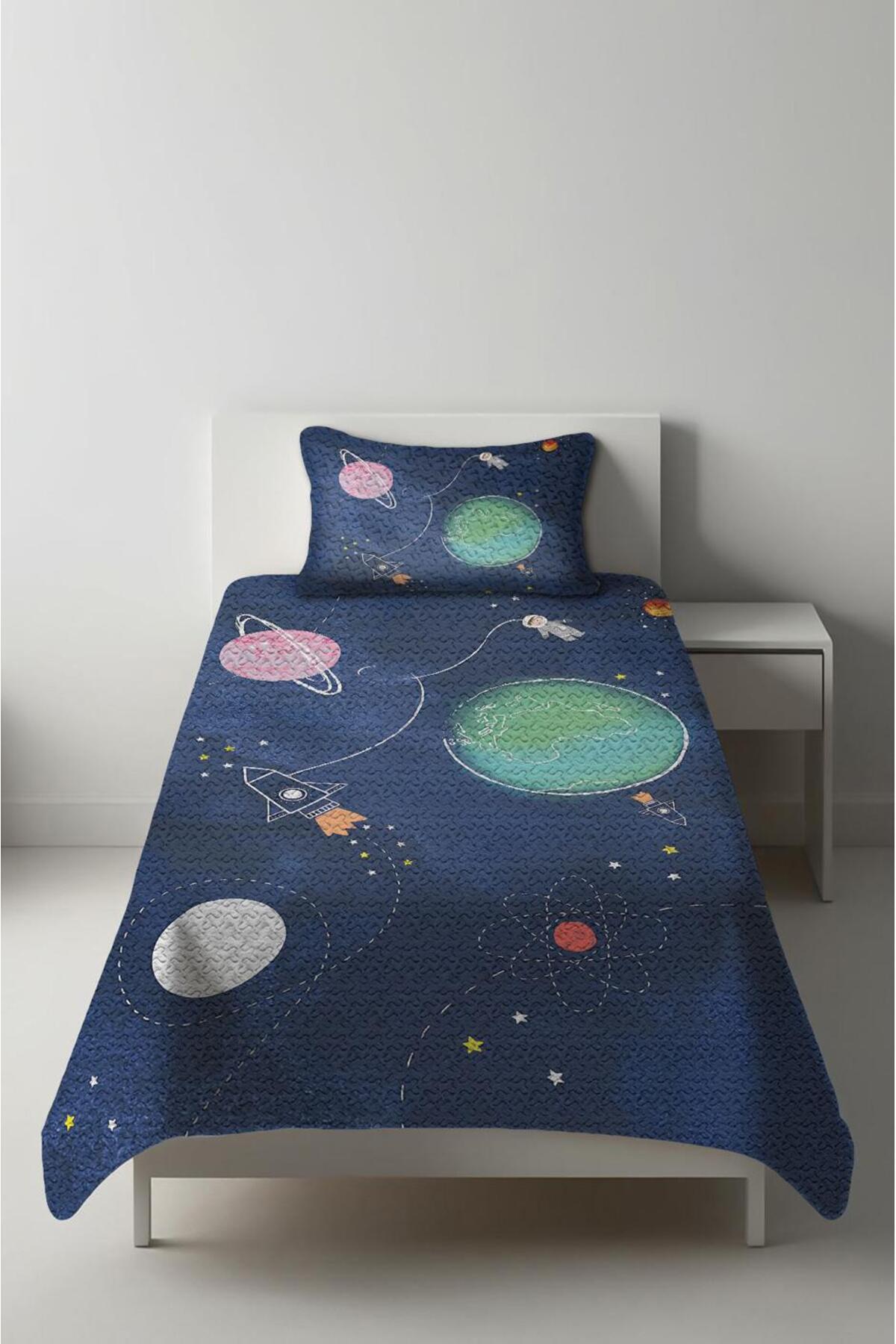 Dolce Mariee Parlak Kadife Kumaş Tek Kişilik Çocuk Yatak Örtüsü Seti (2 Parça) TKY0010