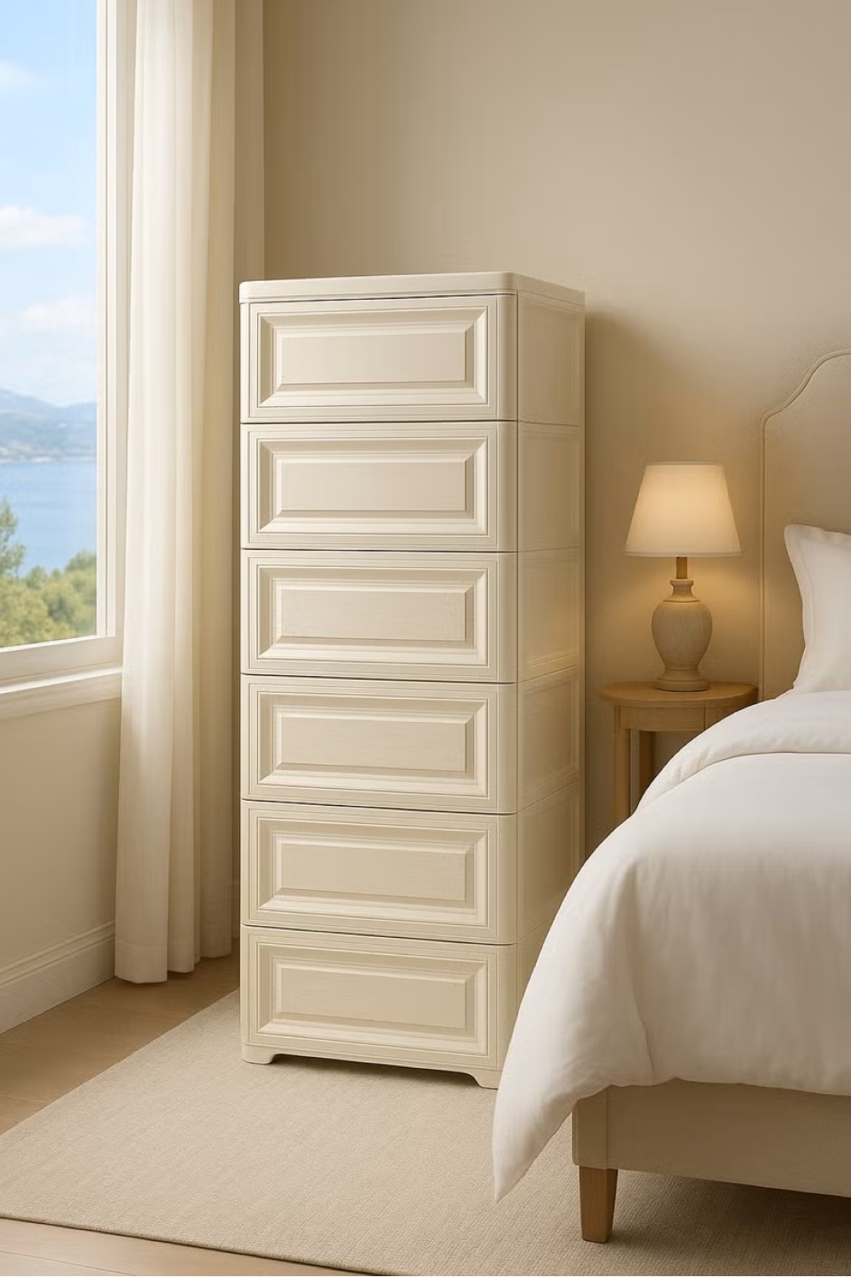 وحدة أدراج تخزين مع 6 رفوف - 42×34×124 سم