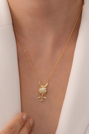 AİCHA JEWELLERY 925 Ayar Gümüş “Güneş-Ay-Merkür Kavuşumu” Zincirli Kolye – Sp...