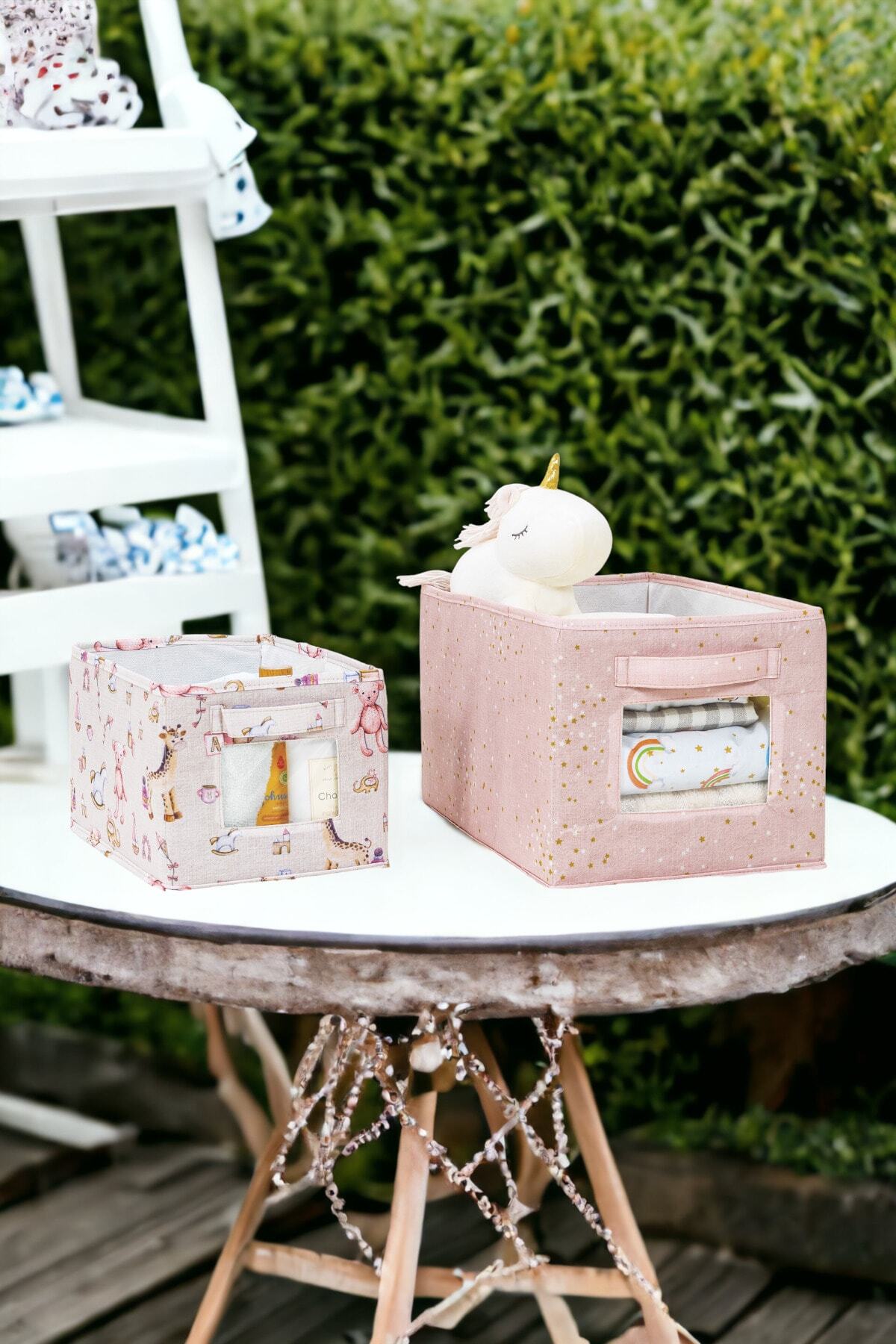 Milenay Anne Bebek 2'li Pencereli Düzenleyici Kutu, Bebek Odası Düzenleyici, Pembe Renk fotoğrafı 2 (önizleme)