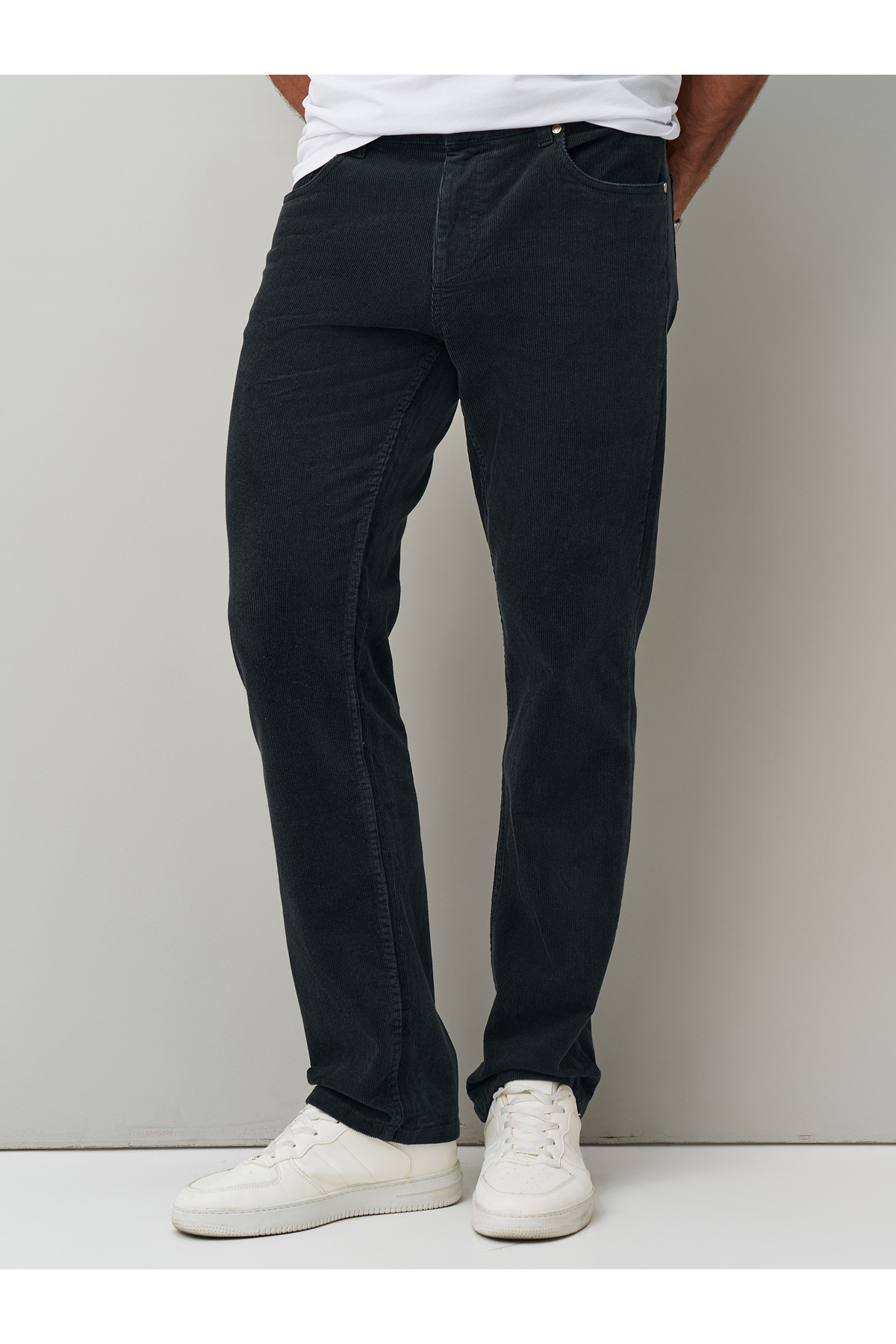 muzzo jeans Pamuklu Gri Kadife Regular Fit Pantolon
