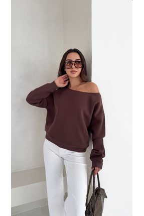 MODA YENİ ÜRÜN Kadın Omzu Düşük Oversize Basic Sweatshirt
