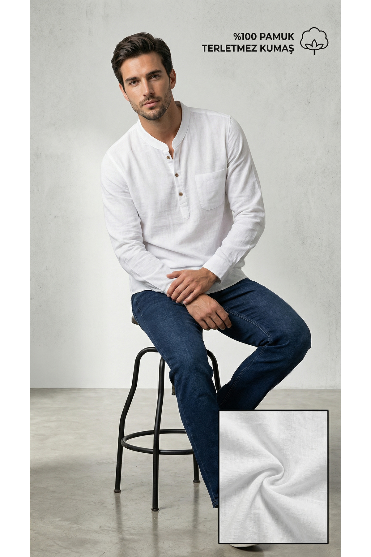 ALVİSTA  Erkek Müslin Gömlek %100 Pamuk