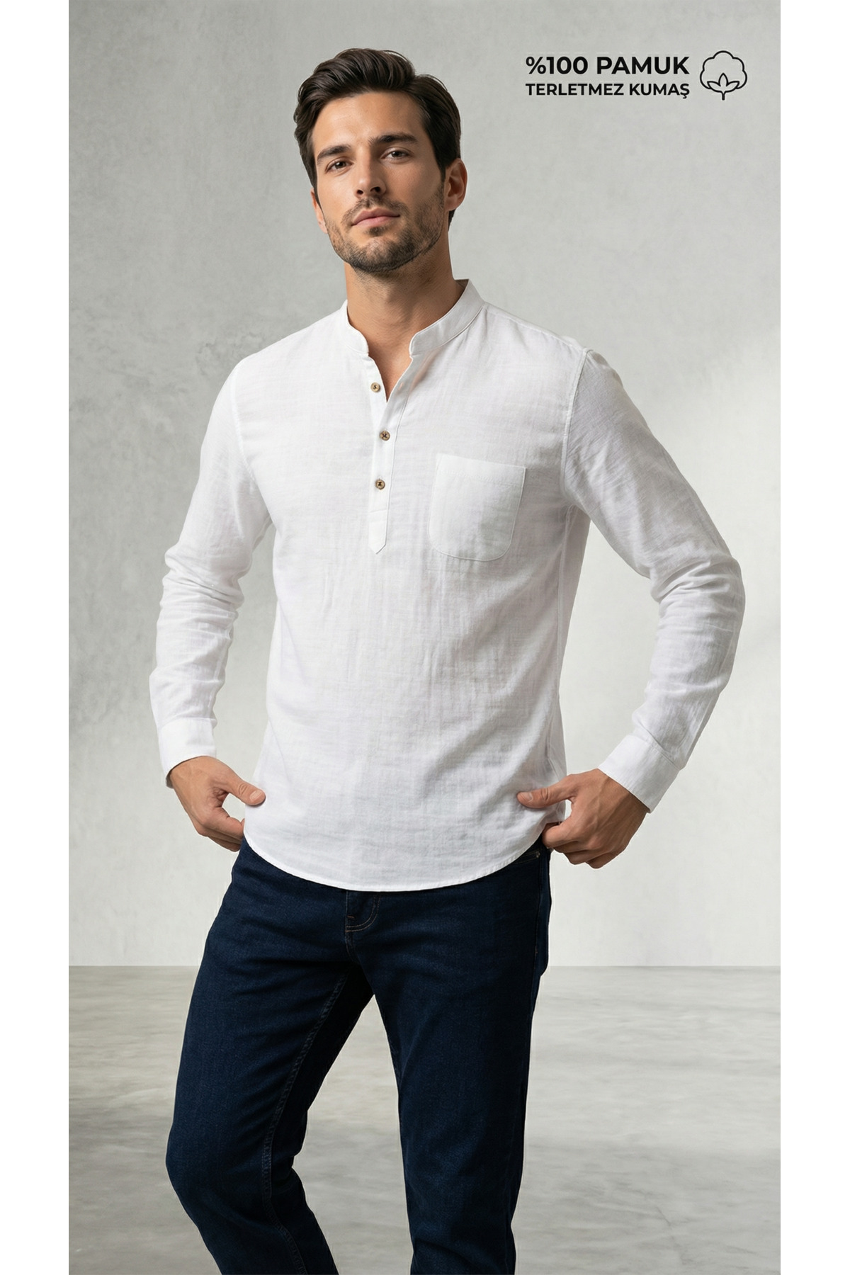 ALVİSTA  Erkek Müslin Gömlek %100 Pamuk - Görsel 4