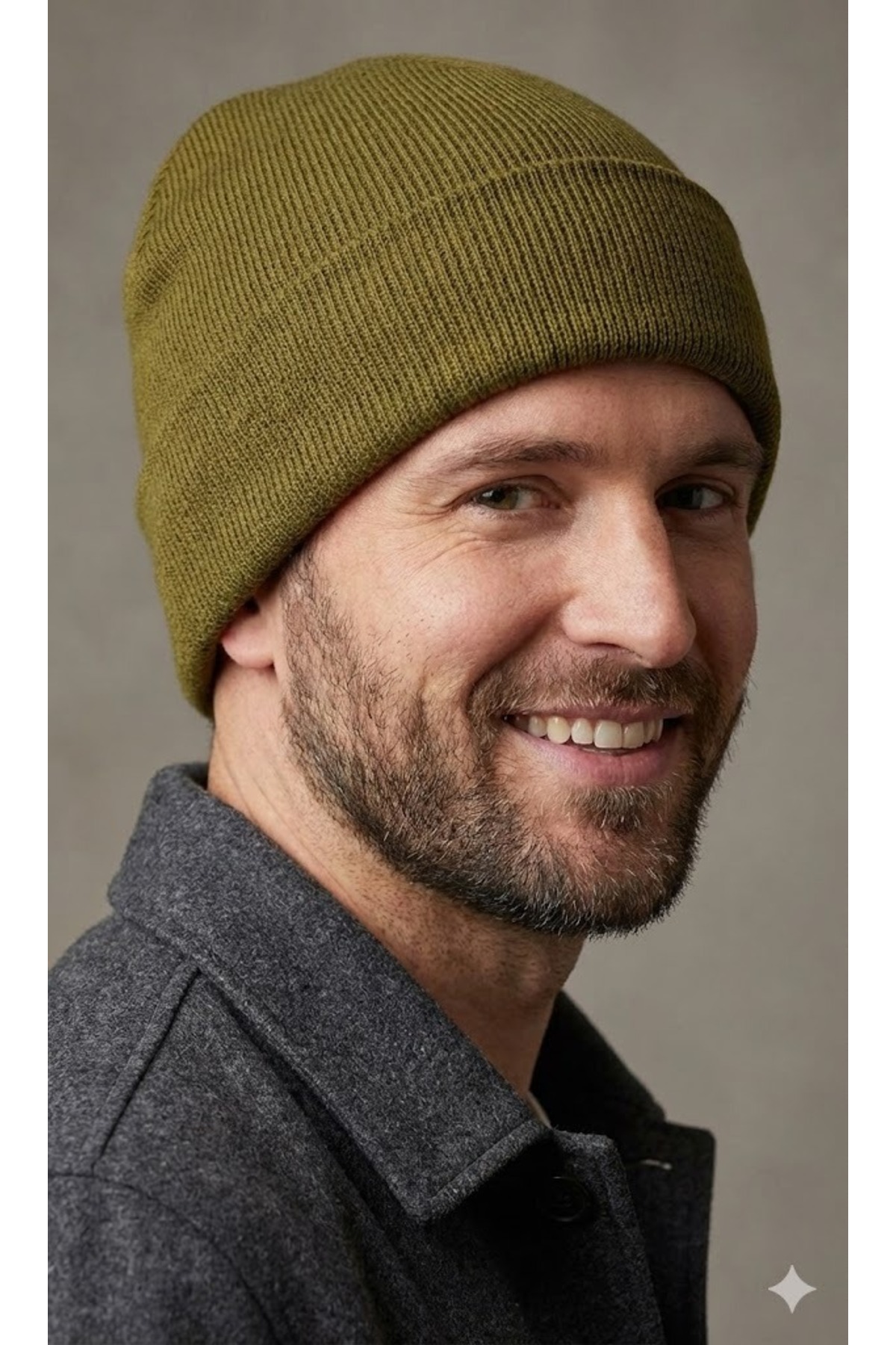 Dark Mustard Color Folded Knitwear Beanie