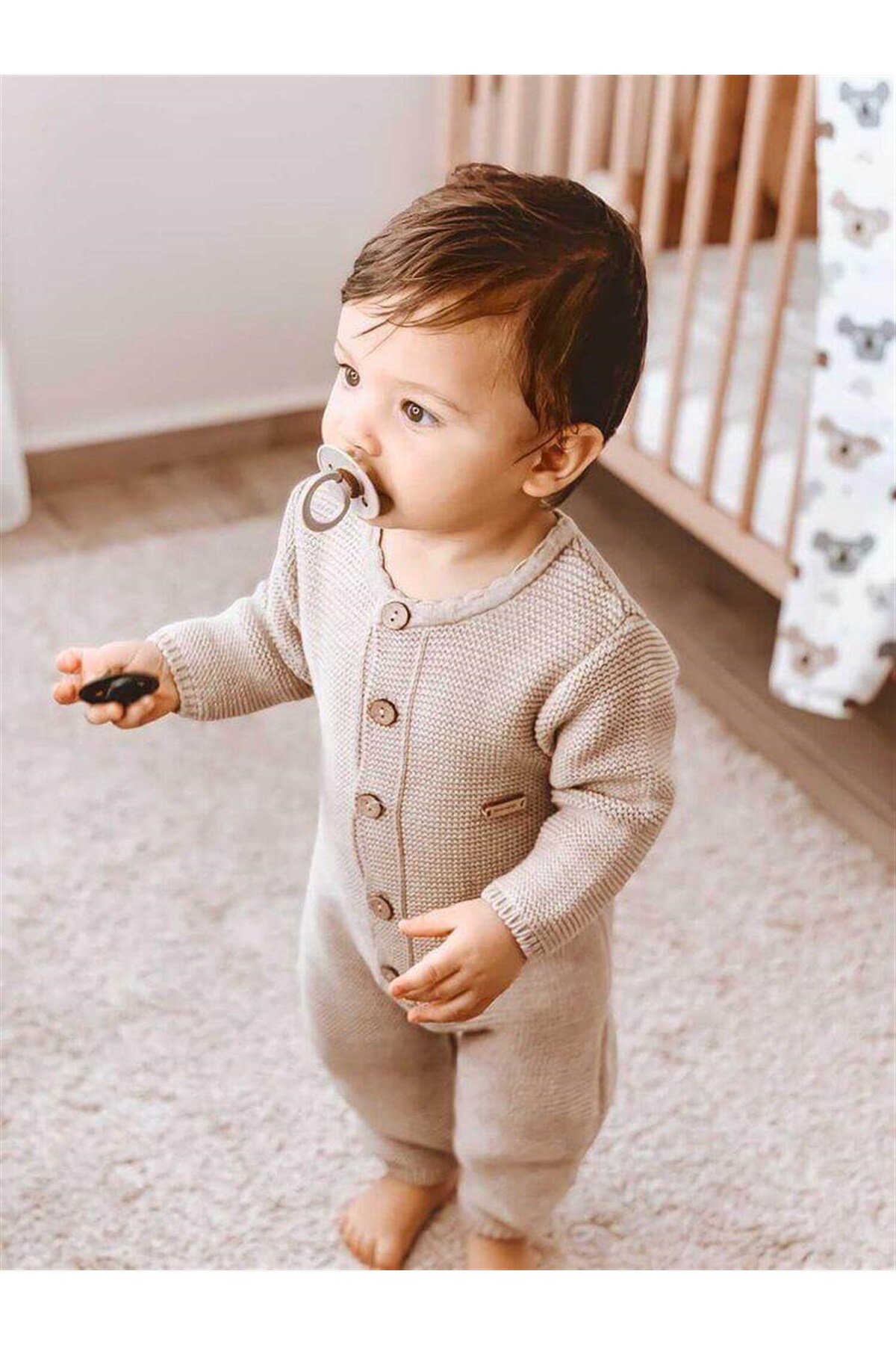 Minora Şık Bebek Bej Triko Linksli Tulum fotoğrafı 4 (önizleme)