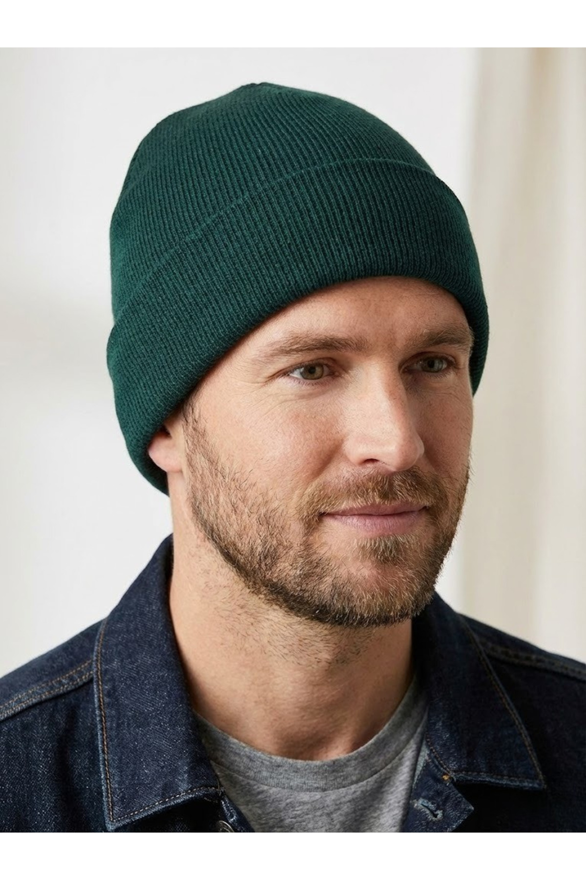 Dark Green Folded Knitwear Beanie