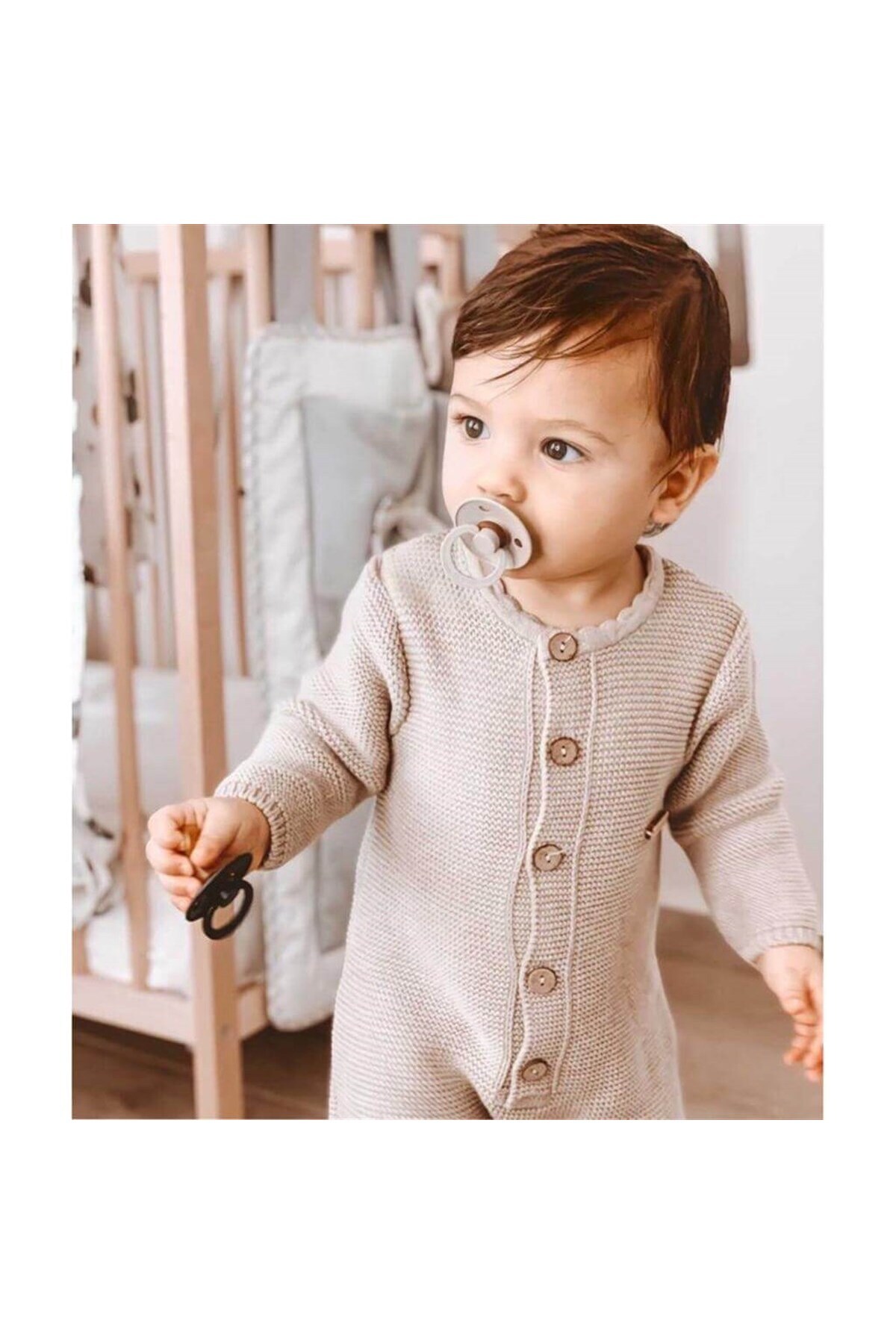 Minora Şık Bebek Bej Triko Linksli Tulum fotoğrafı 6 (önizleme)