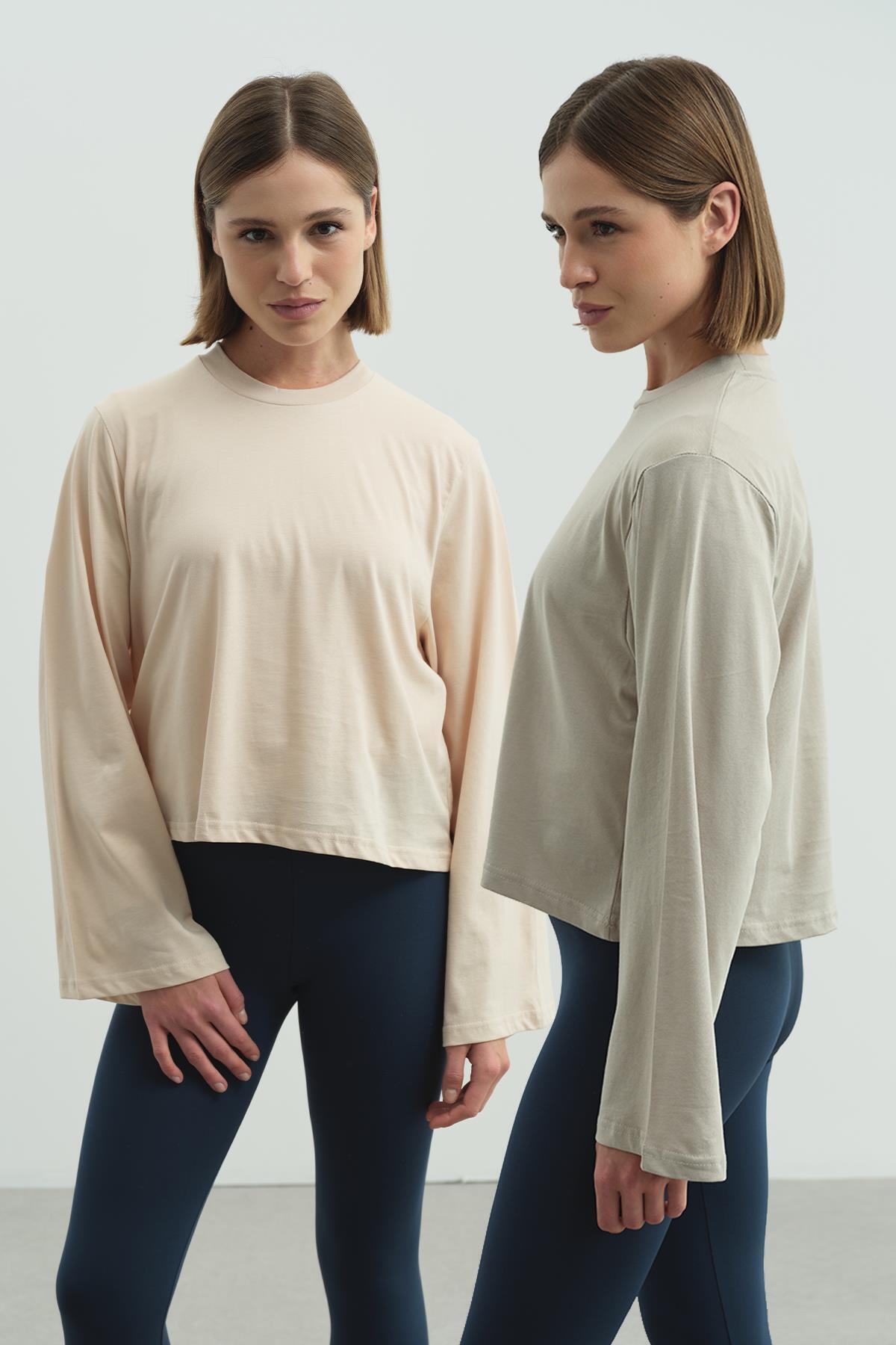 Wide Sleeve Oversize 2-Pack T-Shirt 965 Gray/Beige