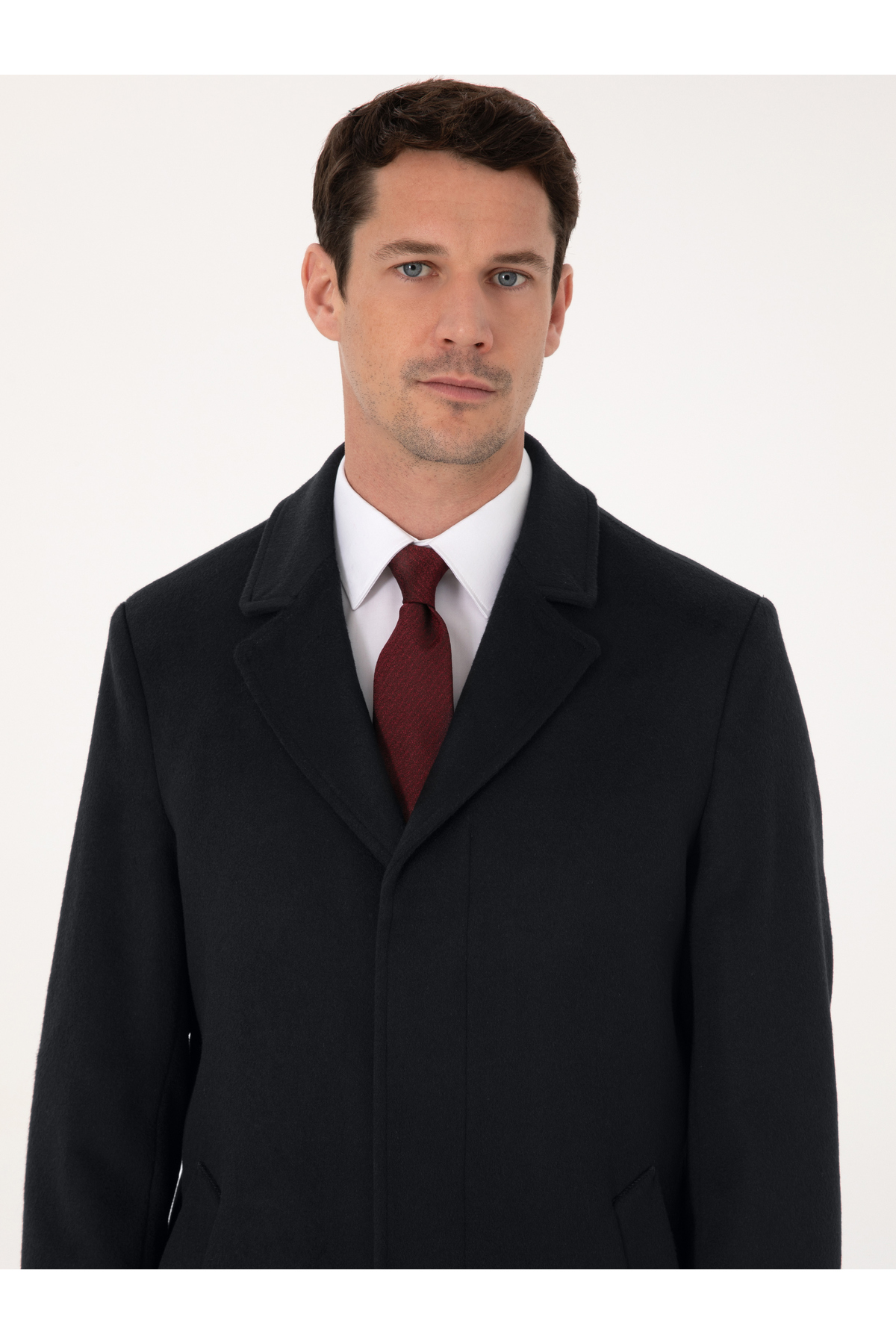 Cacharel Lacivert Slim Fit Yün Kaşmir Karışımlı Palto 50315262-VR033 görsel 2