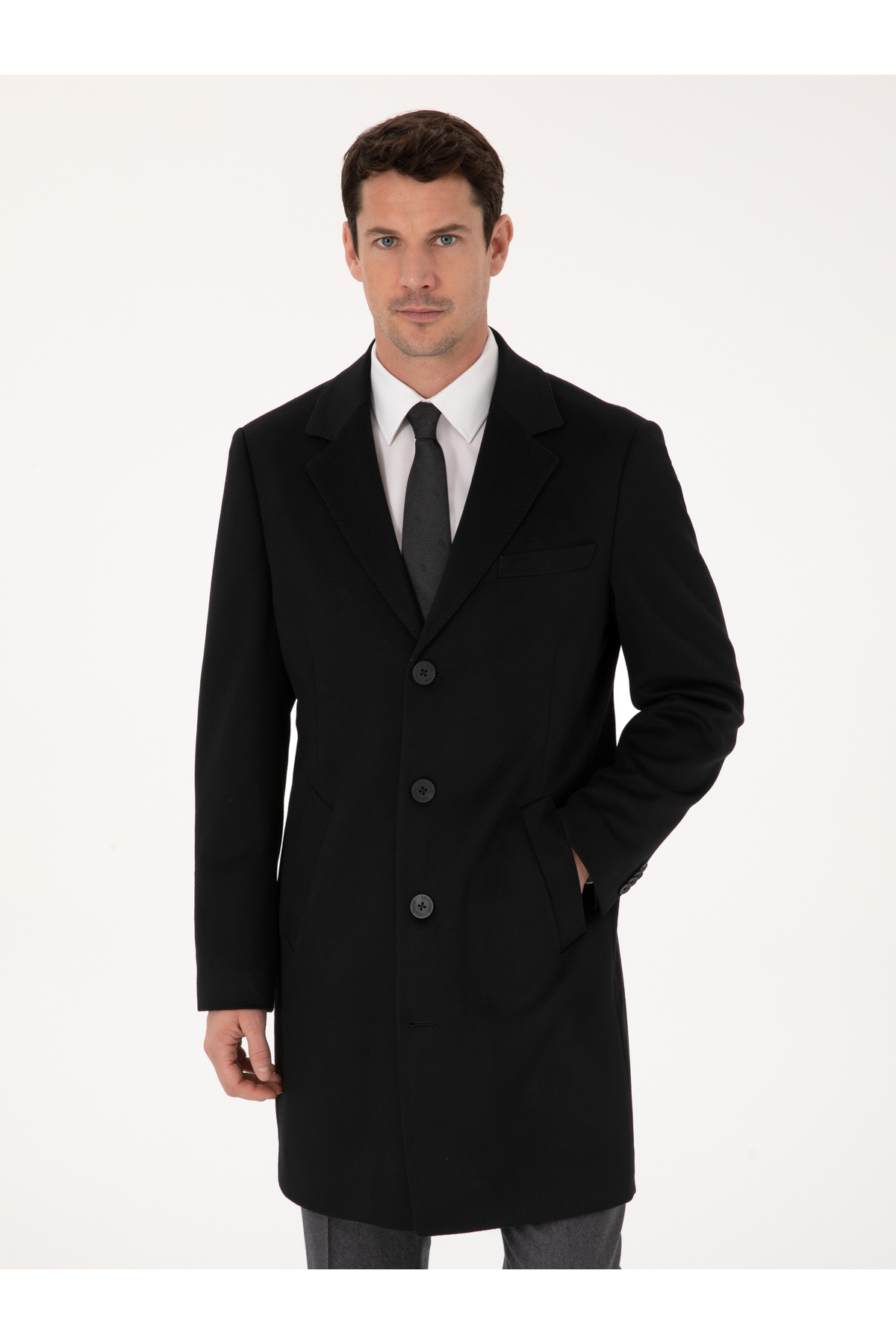 Cacharel  Siyah Slim Fit %100 Kaşmir Palto 50314889-VR046