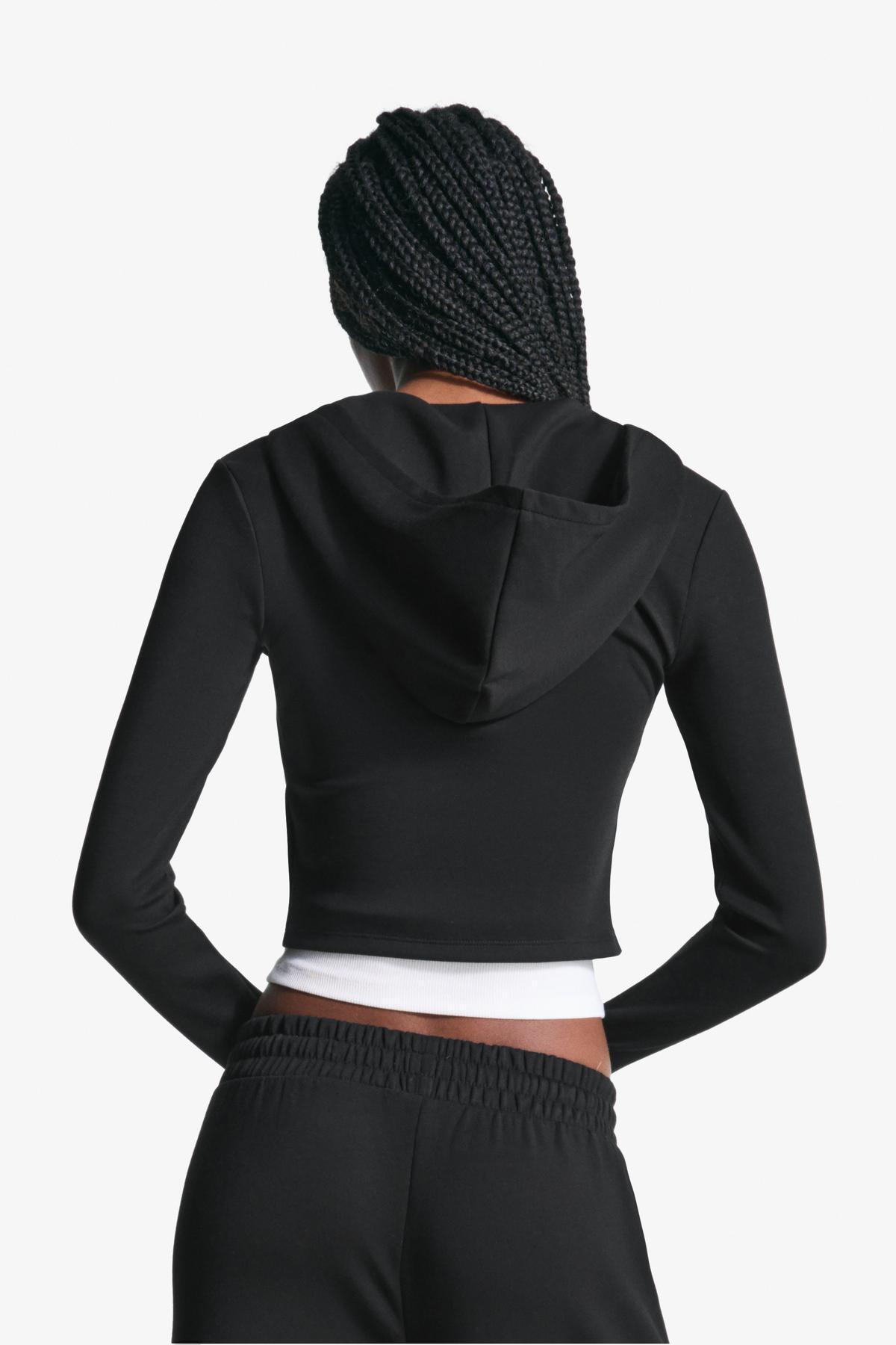 Bershka  Modal yumuşak fermuarlı kapüşonlu sweatshirt - Görsel 3