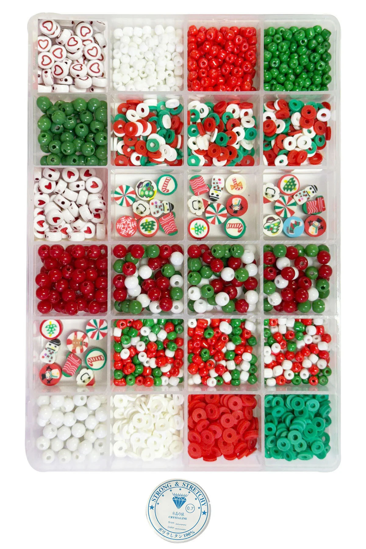 By MO Accessories 24'lü kutuda Yılbaşı ve Noel Baba Figür Boncuklarla Takı Yapma Seti Hobi Seti Hediye Seti