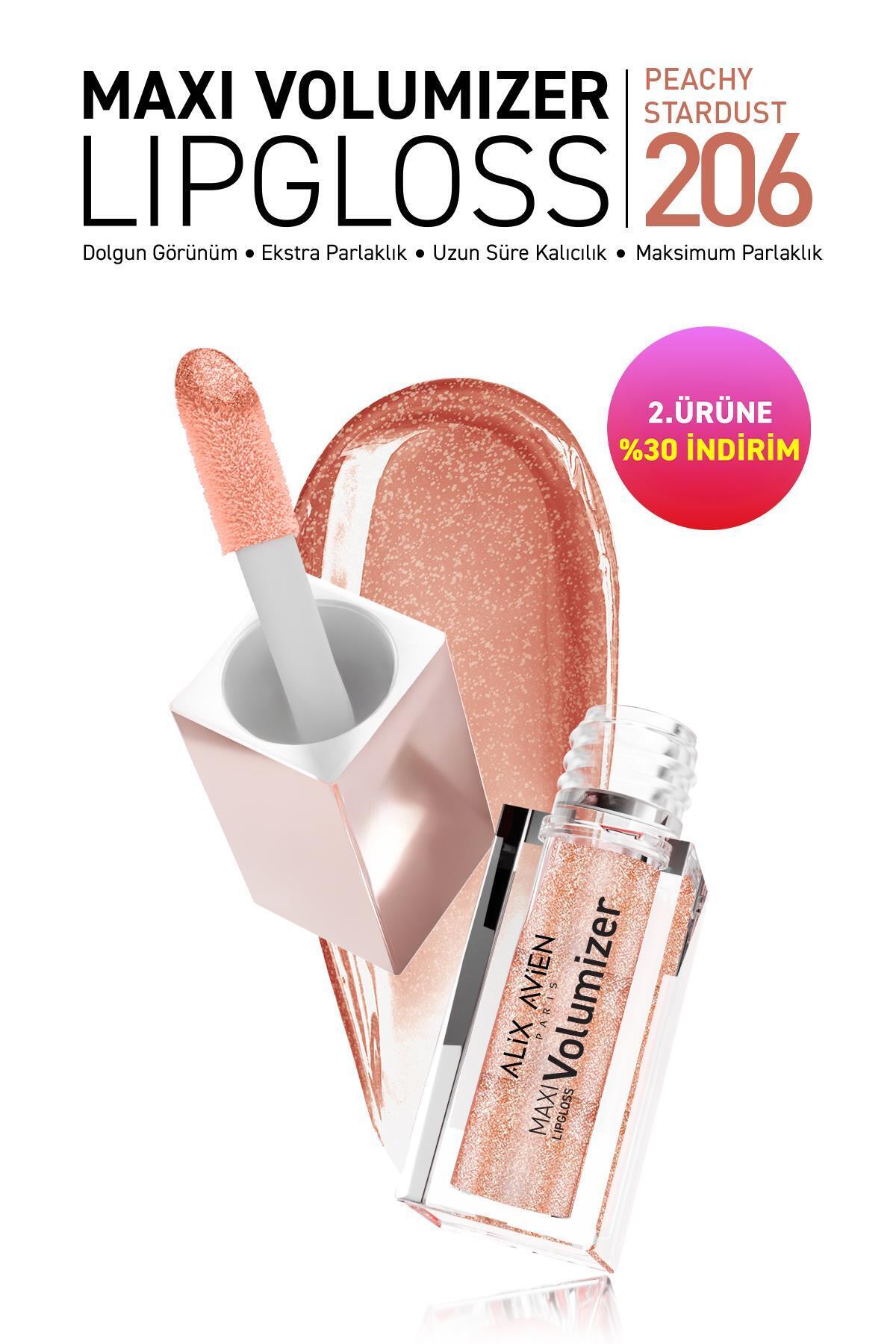 Alix Avien Maxivolumizer Lipgloss 206 - Peachy Stardust - Kalıcı ve Nemlendirici Ruj - Dolgunlaştırıcı Etki