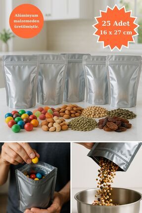 Plas+Plus Kilitli Alüminyum Doypack Kahve Kuruyemiş Bakliyat Kedi Köpek Kuş Y...