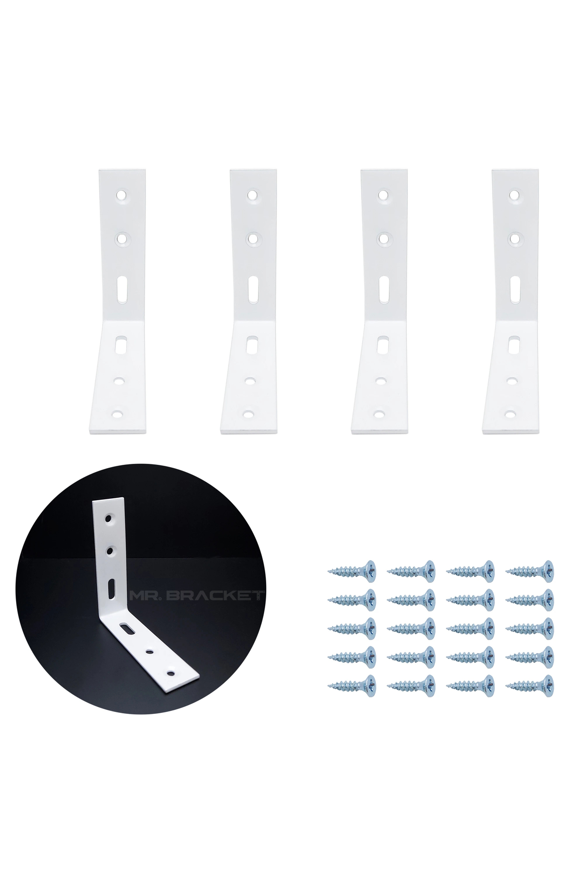 7.5 x 7.5 cm - 4 pcs. White L Iron Miter Angle-Furniture Wardrobe Corner Joining Connection Apparatus