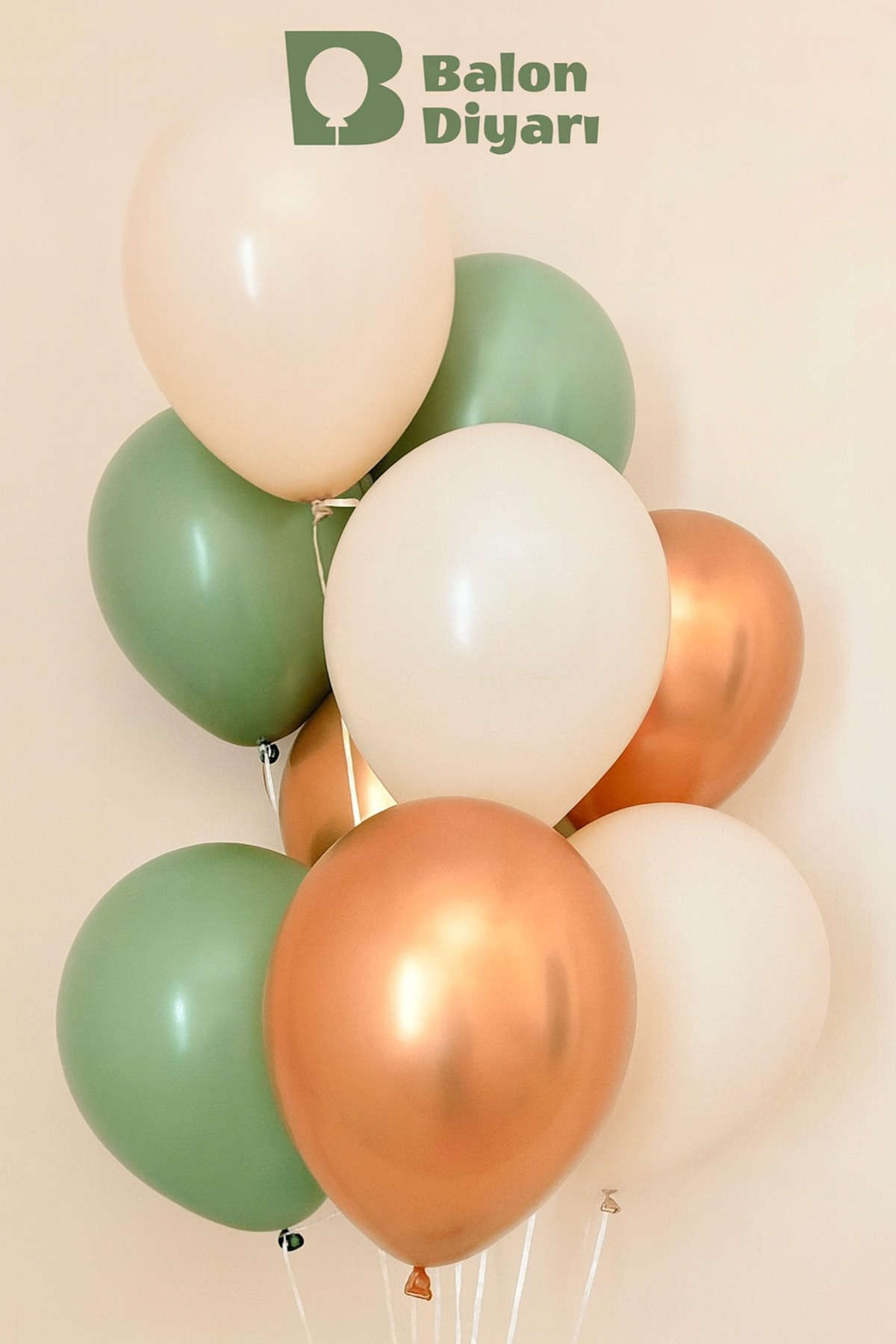 BALON DİYARI 5 Adet Küf Yeşili ve Altın Renkli Balon Demeti