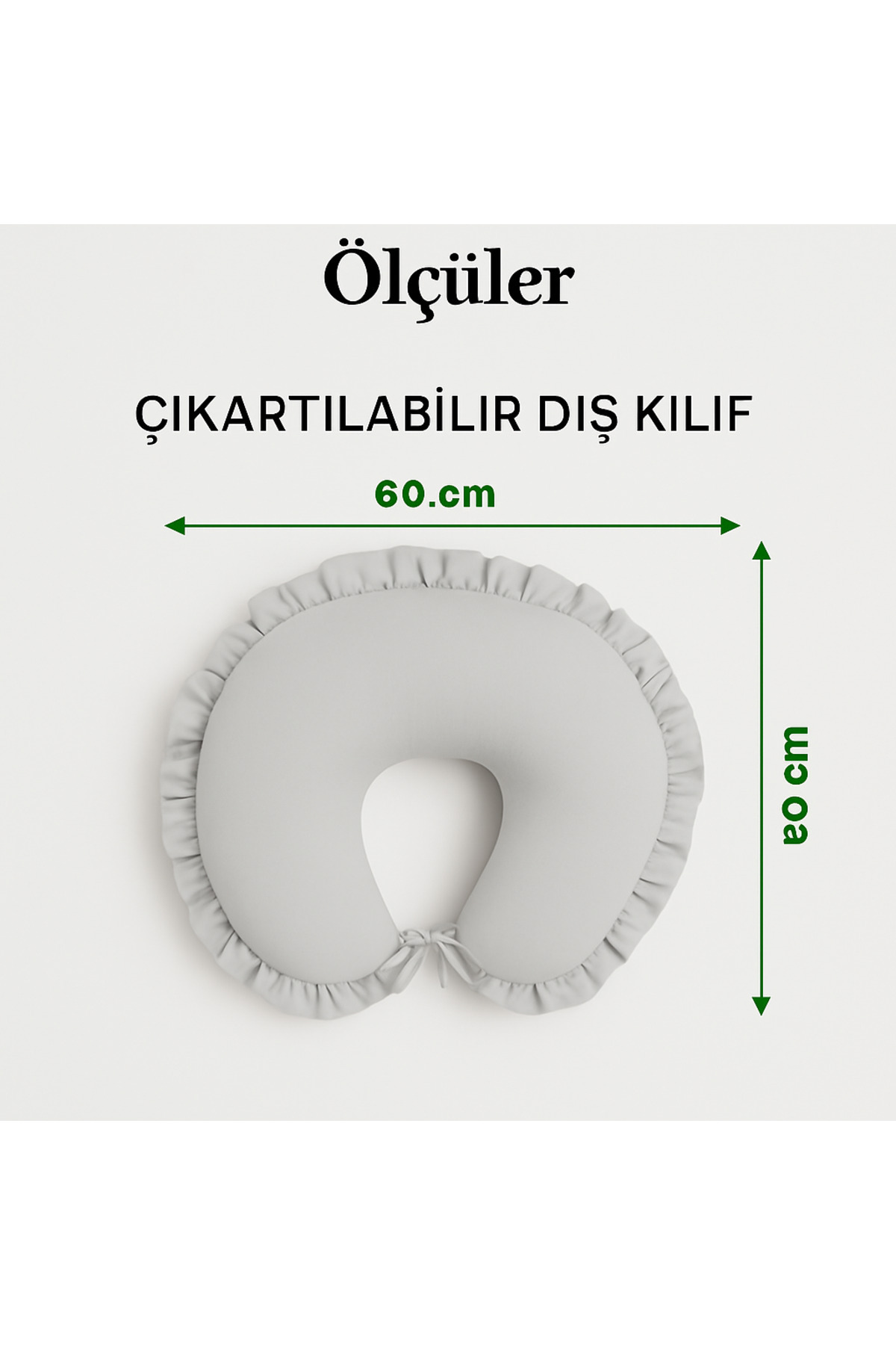 Jaju Baby Gri Fırfırlı Emzirme Yastığı / Destek Minderi fotoğrafı 2 (önizleme)