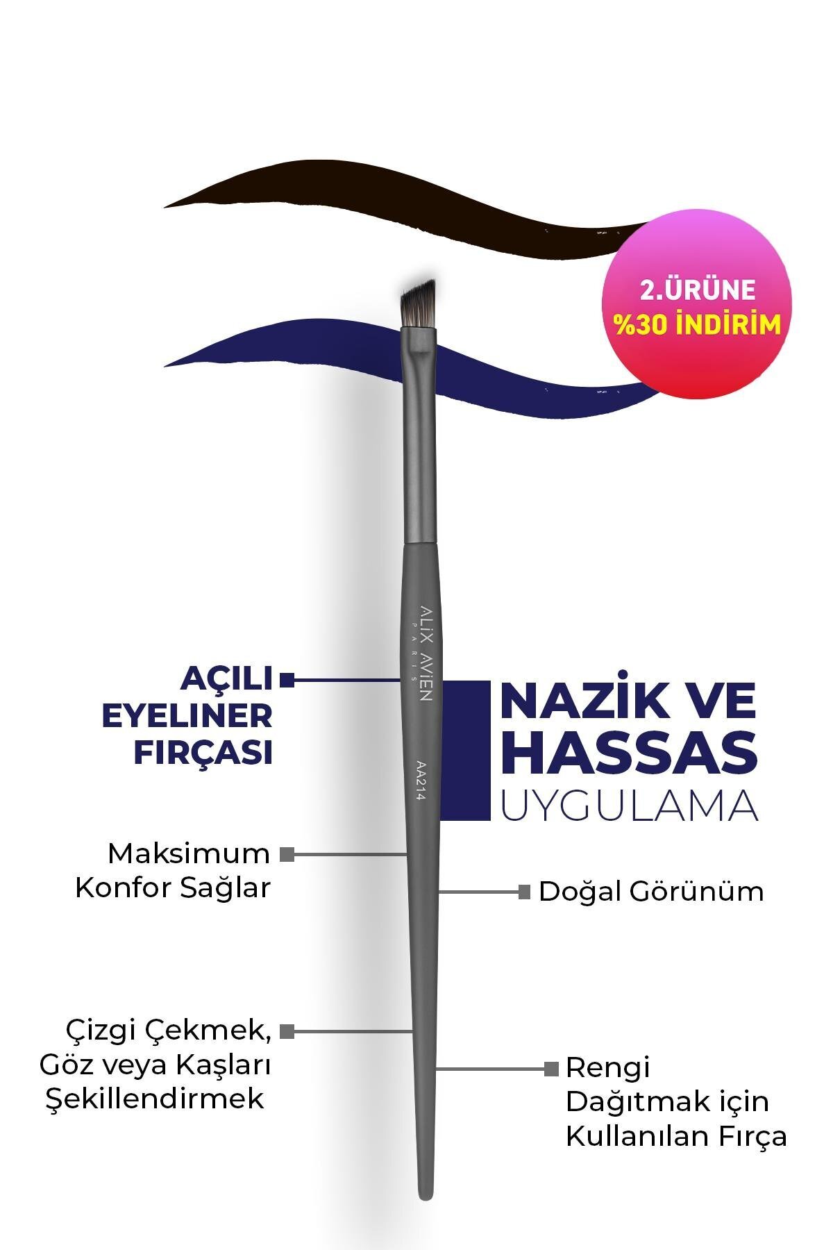 Alix Avien Açılı Eyeliner Fırçası - Small Angle Brush AA214