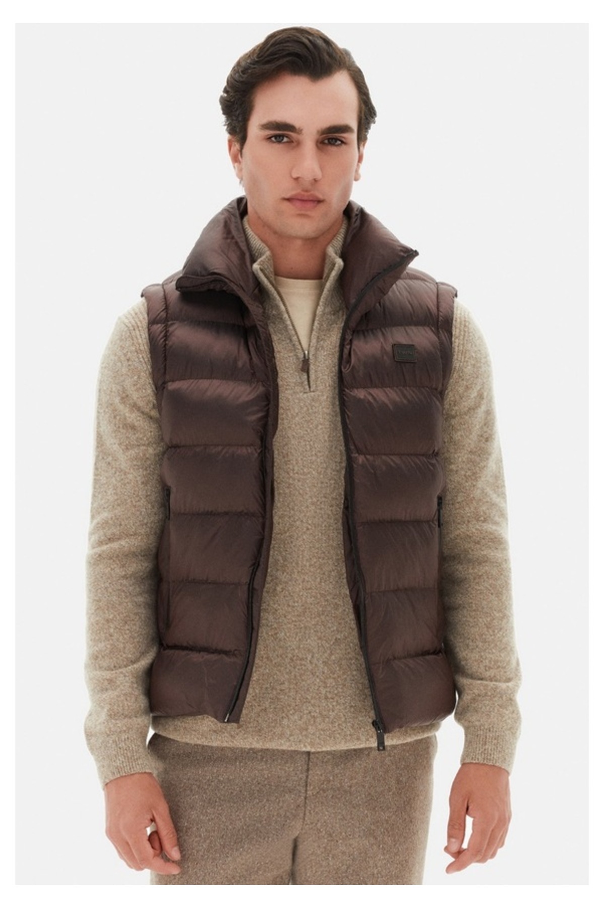 Twn Slim Fit Bordo Düz Yelek Mont görsel 4