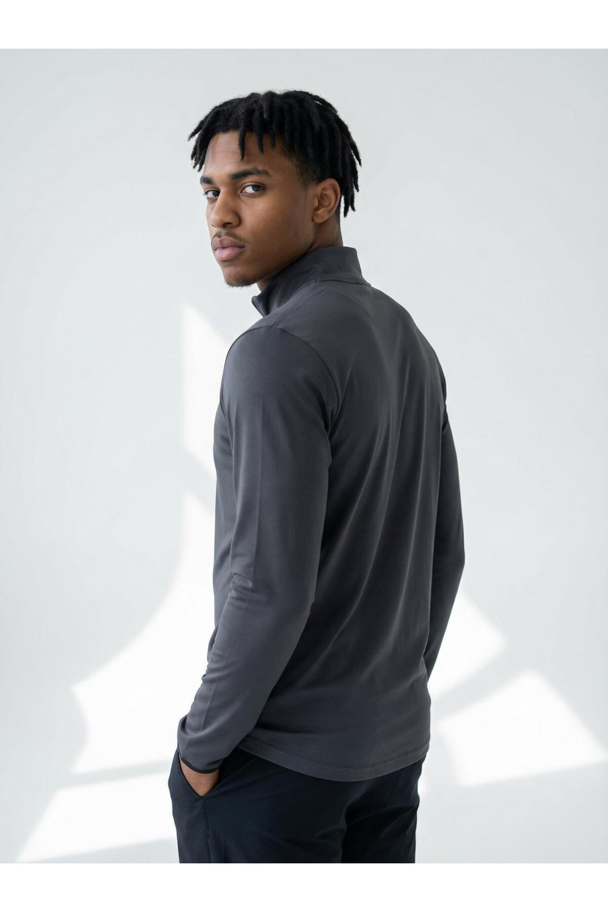 CLAW UP WORK SCUBA HALF ZIP SWEAT | GRAPHITE (Slim Fit Yarım Fermuarlı Scuba Sweatshirt) görsel 4