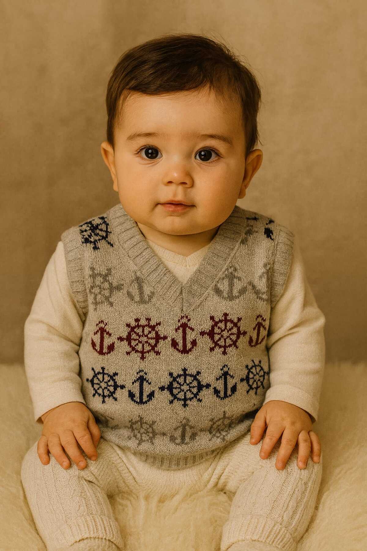 krm kerem bebe Çapa Desenli Bebek Süveter fotoğrafı 3 (önizleme)