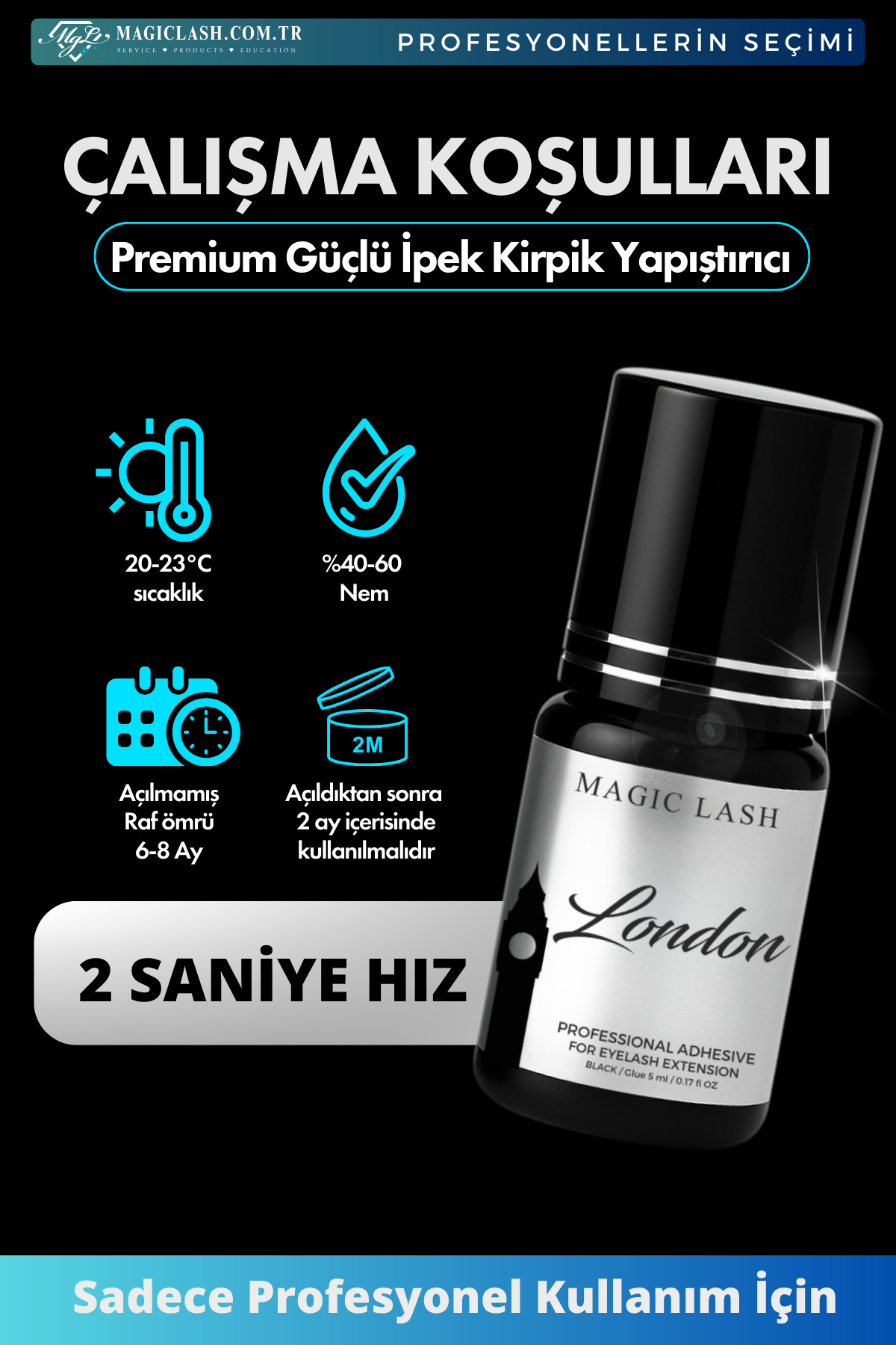 Premium Güçlü Ipek Kirpik Yapıştırıcı London 1-2 Saniye 8 Hafta Kalıcılık — TYC00665070079 — تصویر 4 از 7