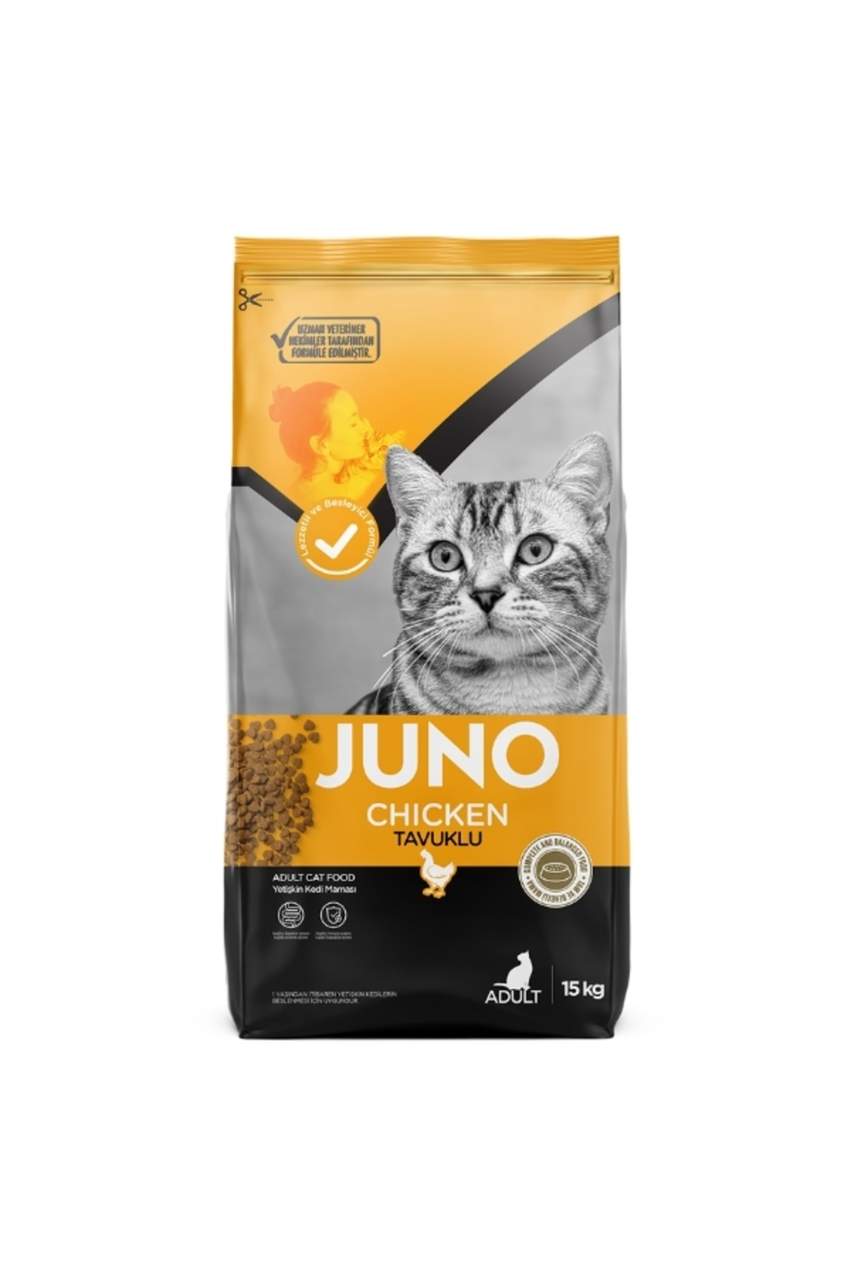 JUNO Tavuklu Yetişkin Kedi Maması Yetişkin (1 - 7 Yaş)-15 Kg-Hayır