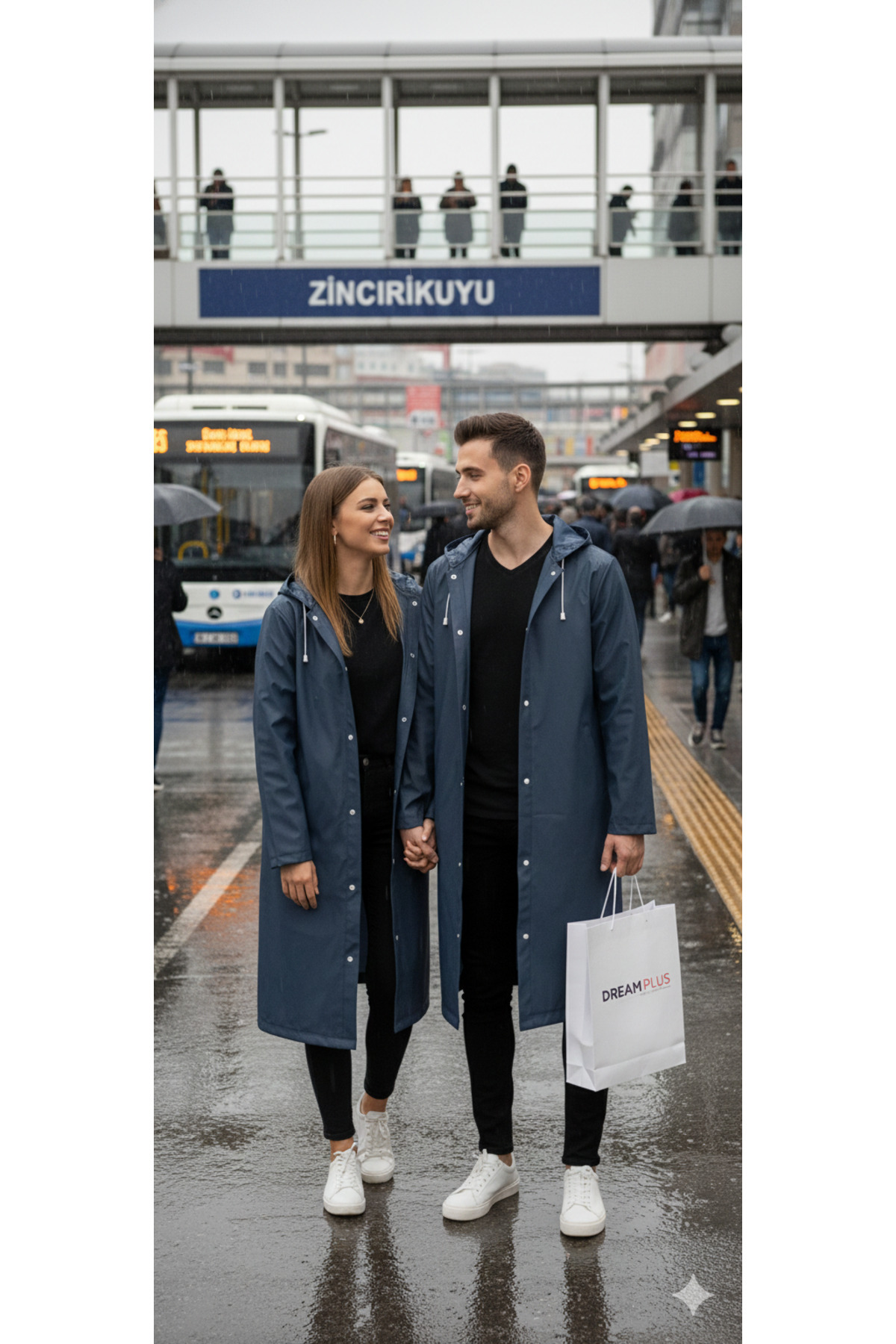 İMEXTECH  Unisex Lacivert Eva Kumaş Su Rüzgar Geçirmez Yağmurluk - Görsel 5