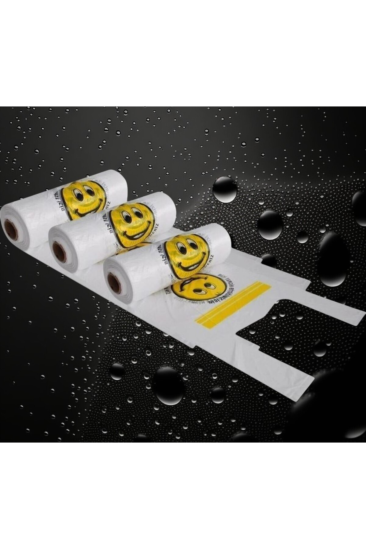 Ecoflex 3 ADET Büyükboy Gülenyüz Baskılı Rulo Poşet Market Manav Atlet Hışır