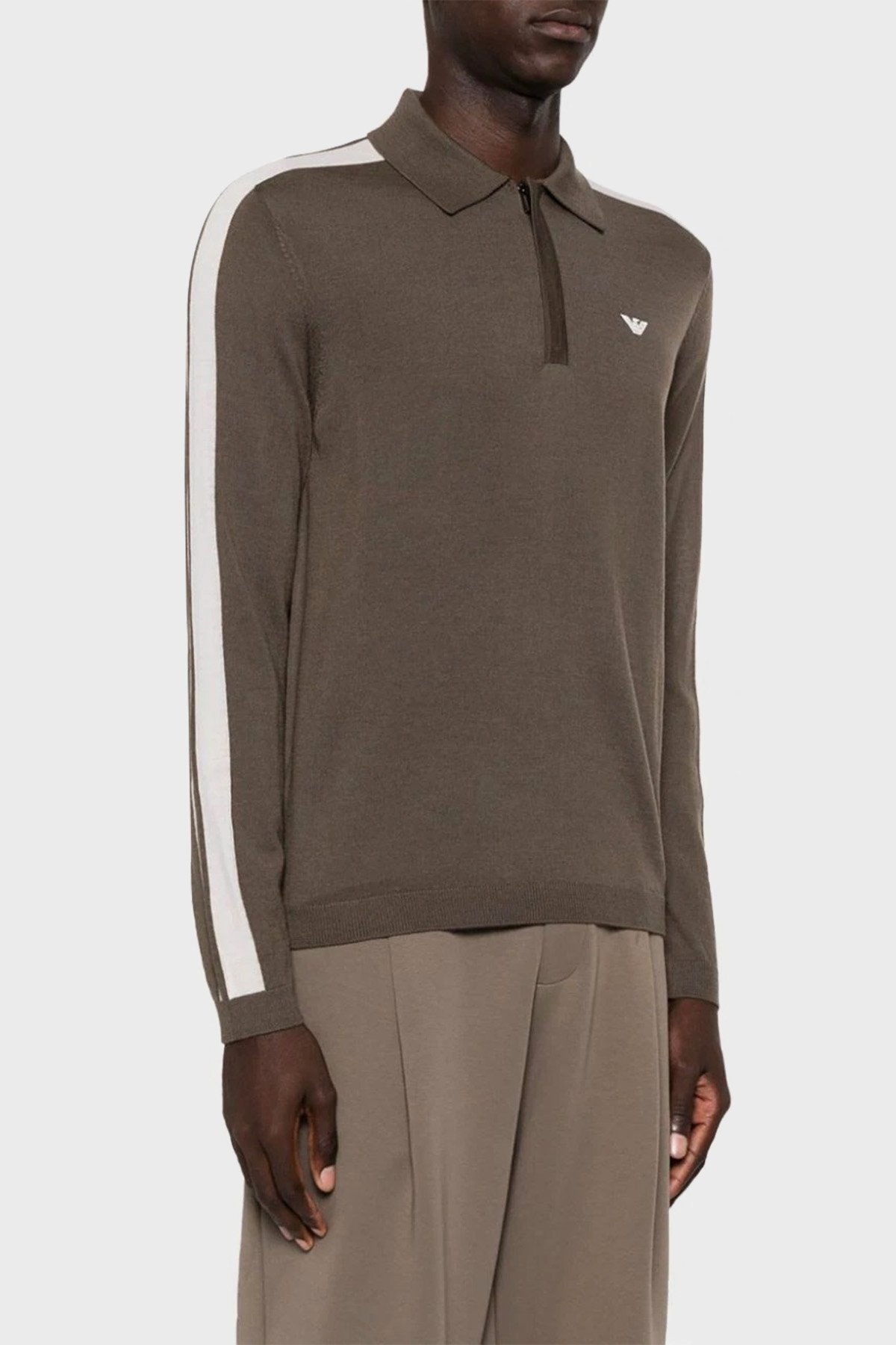 امپوریو آرمانی پلیور آستین بلند راحت مردانه به رنگ سبز با لوگوی برند 6R1MU1 1MMHZ-0440