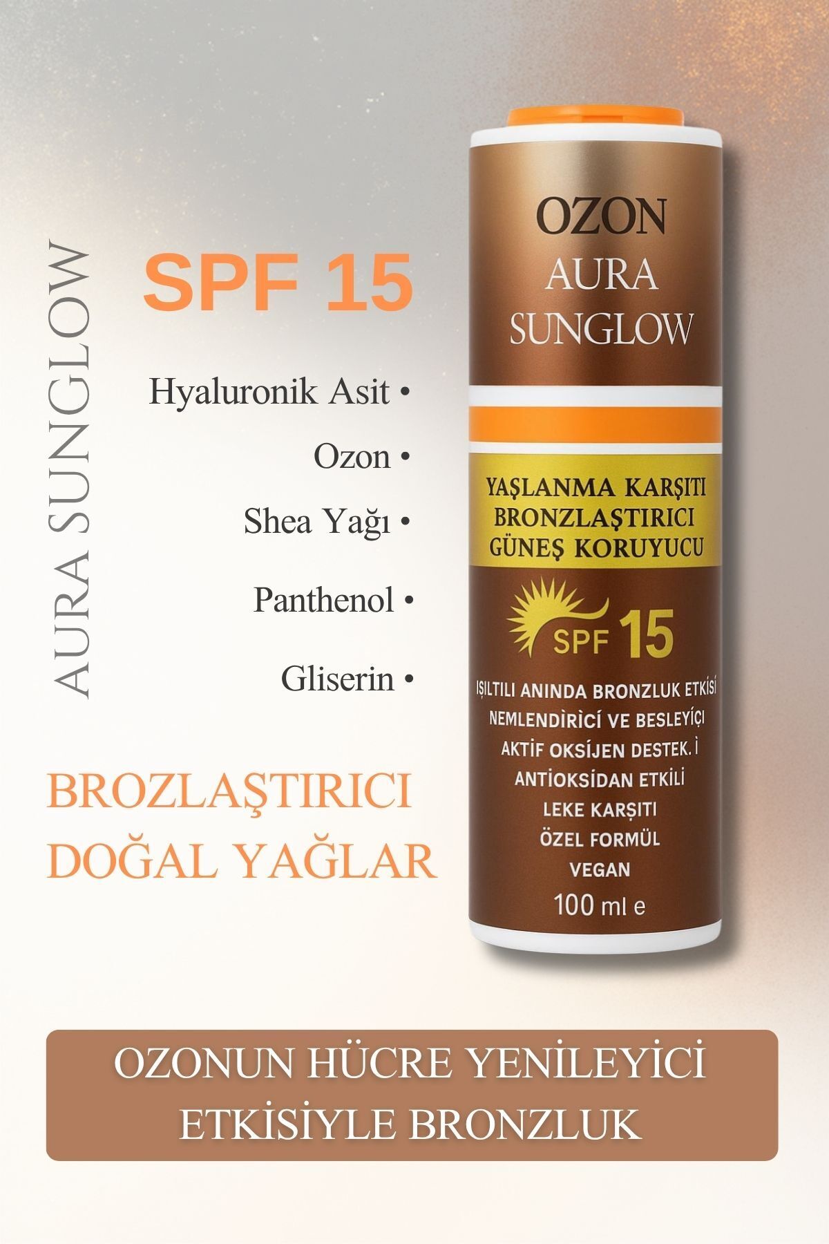 AGNODICE QZON Aura Sunglow SPF 15 – Bronzlaştırıcı Güneş Koruyucu & Nemlendirici 50ML