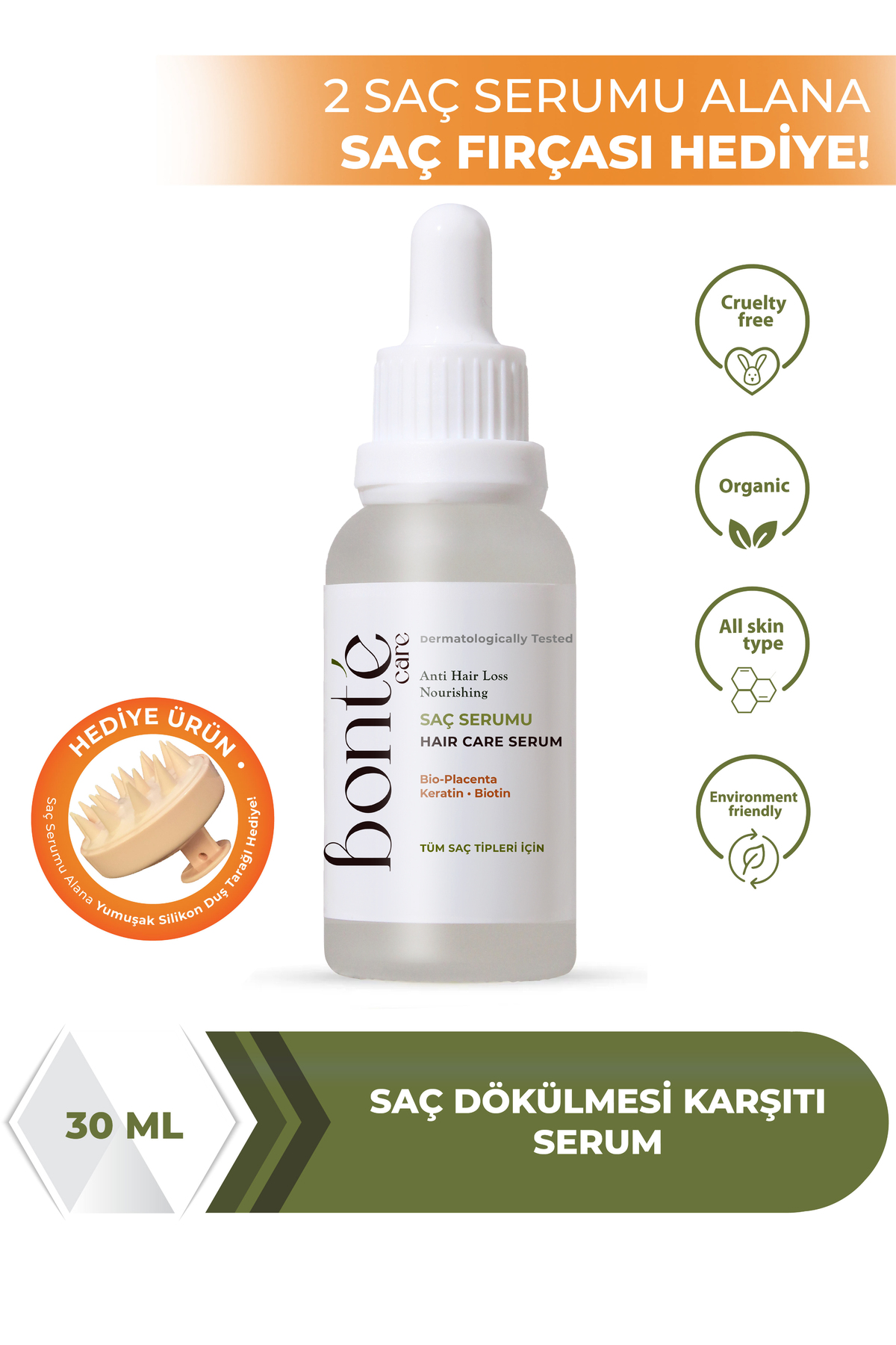 Bonté Care Saç Dökülmesine Karşı Saç Bakım Serumu (BİO-PLACENTA) 30 ml — BN403FT01F