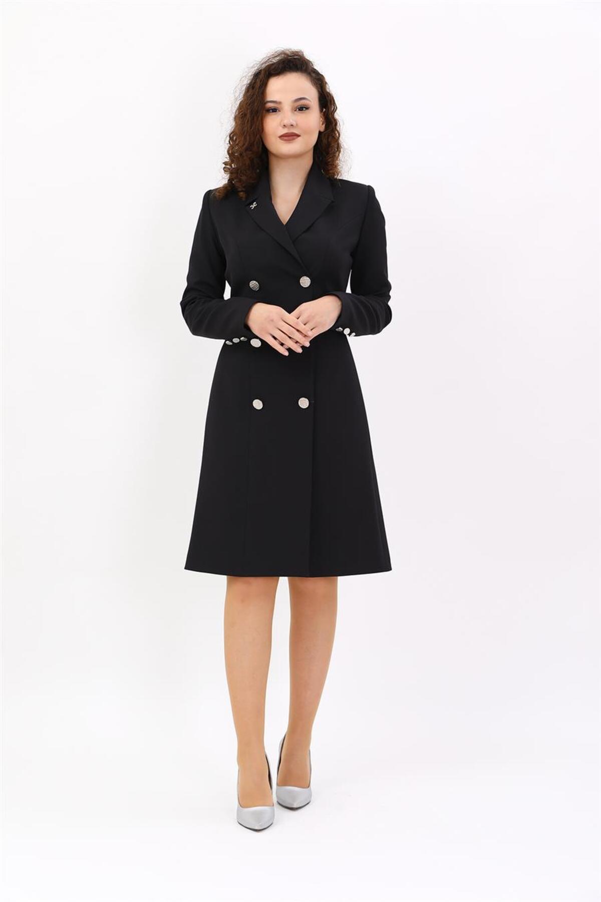 ÖNDER ÖZSOY  Çan Ceket Elbise -siyah - Görsel 4