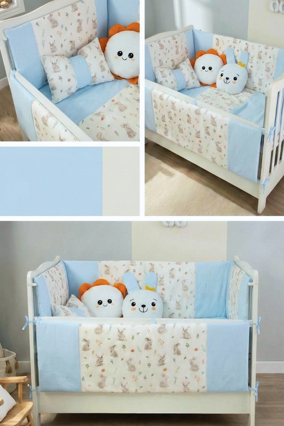 Genel Markalar Park Yatak Bebek Uyku Seti Nevresim Takımı 70x110 Bunny Mavi fotoğrafı 3 (önizleme)