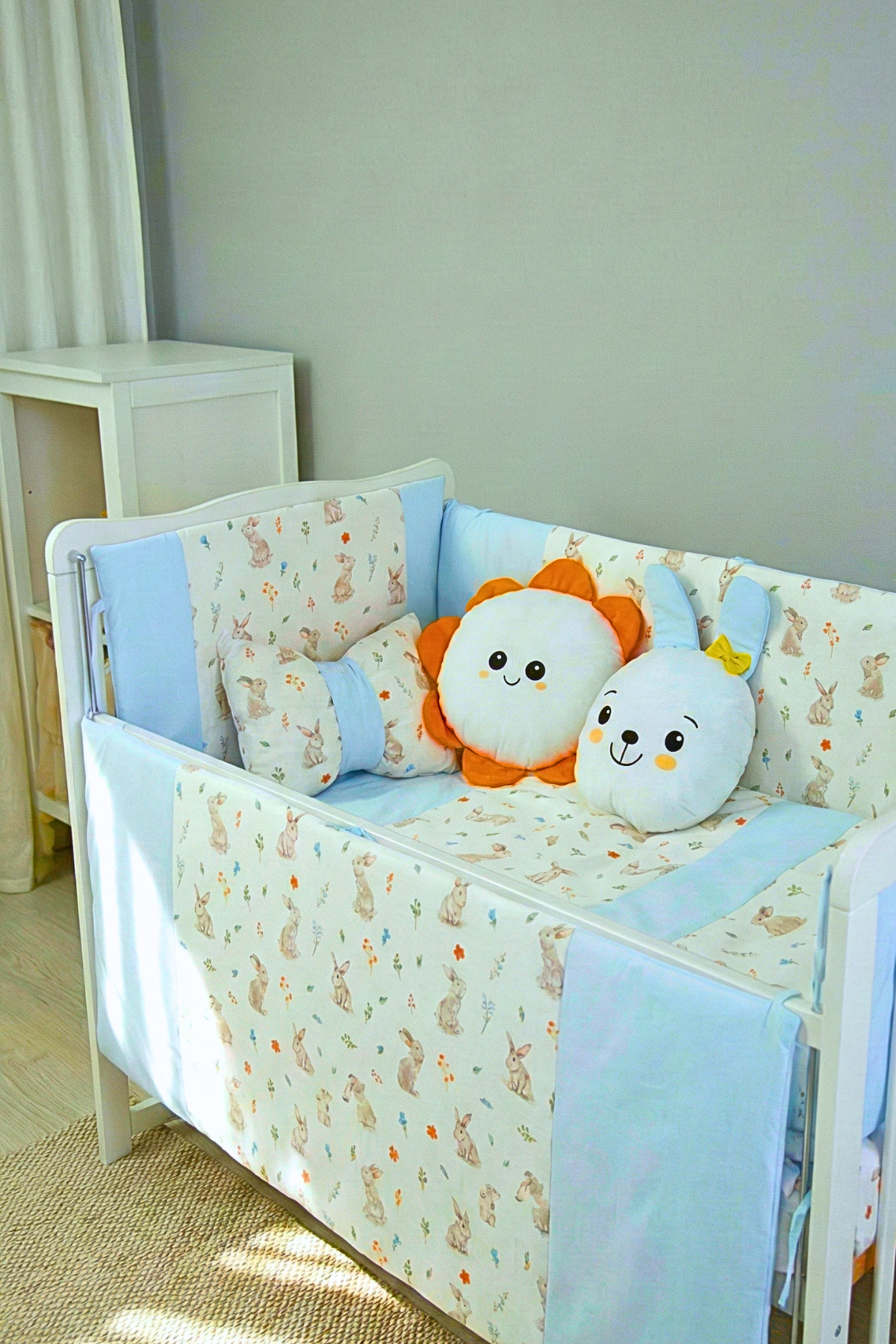 Genel Markalar Park Yatak Bebek Uyku Seti Nevresim Takımı 70x110 Bunny Mavi fotoğrafı 7 (önizleme)