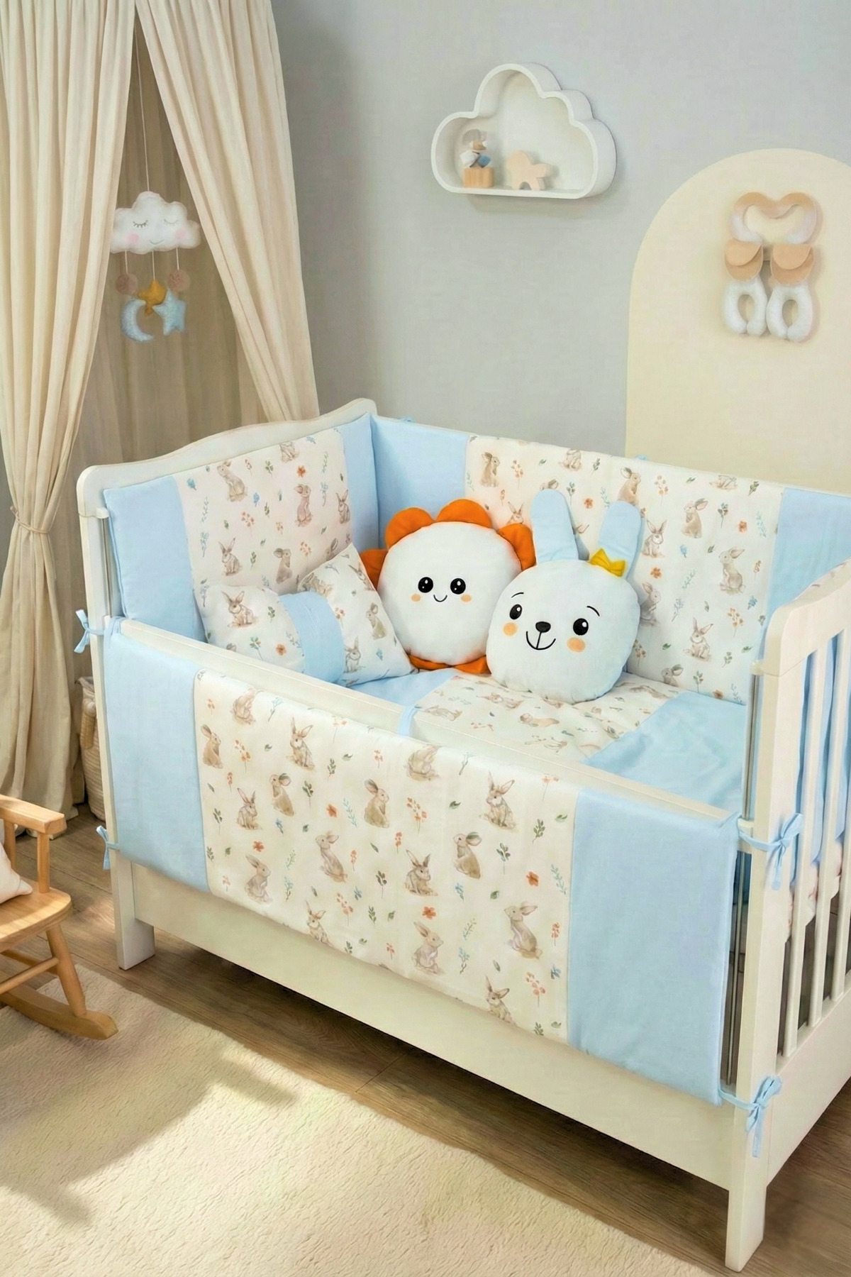 Genel Markalar Park Yatak Bebek Uyku Seti Nevresim Takımı 70x110 Bunny Mavi fotoğrafı 2 (önizleme)