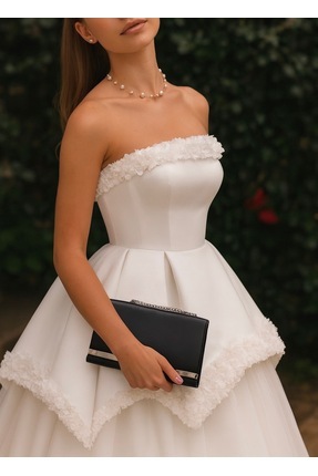 NAZART Kumaş Suni Deri Siyah Abiye Bayan Çantası