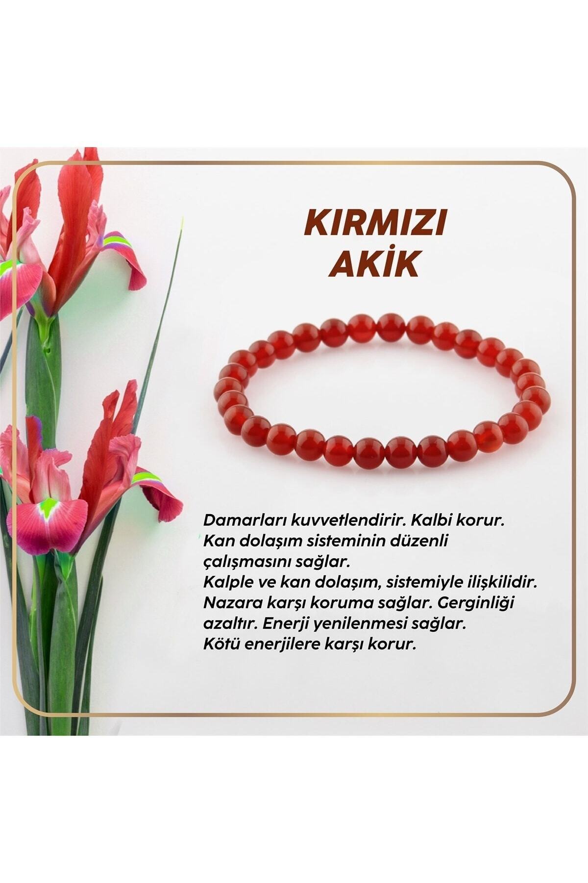 OSMANLI DOĞAL TAŞ Orijinal & Sertifikalı Kırmızı Akik Doğal Taş Kutulu El Yapımı Özel Tasarım Doğal Taş Bileklik 6 mm görsel 3
